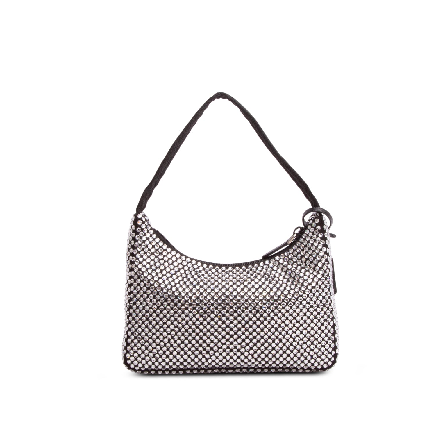 Prada Black Satin Crystal Mini Re-Edition 2000 Bag