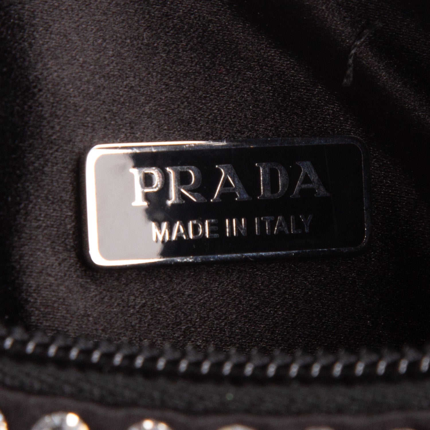 Prada Black Satin Crystal Mini Re-Edition 2000 Bag