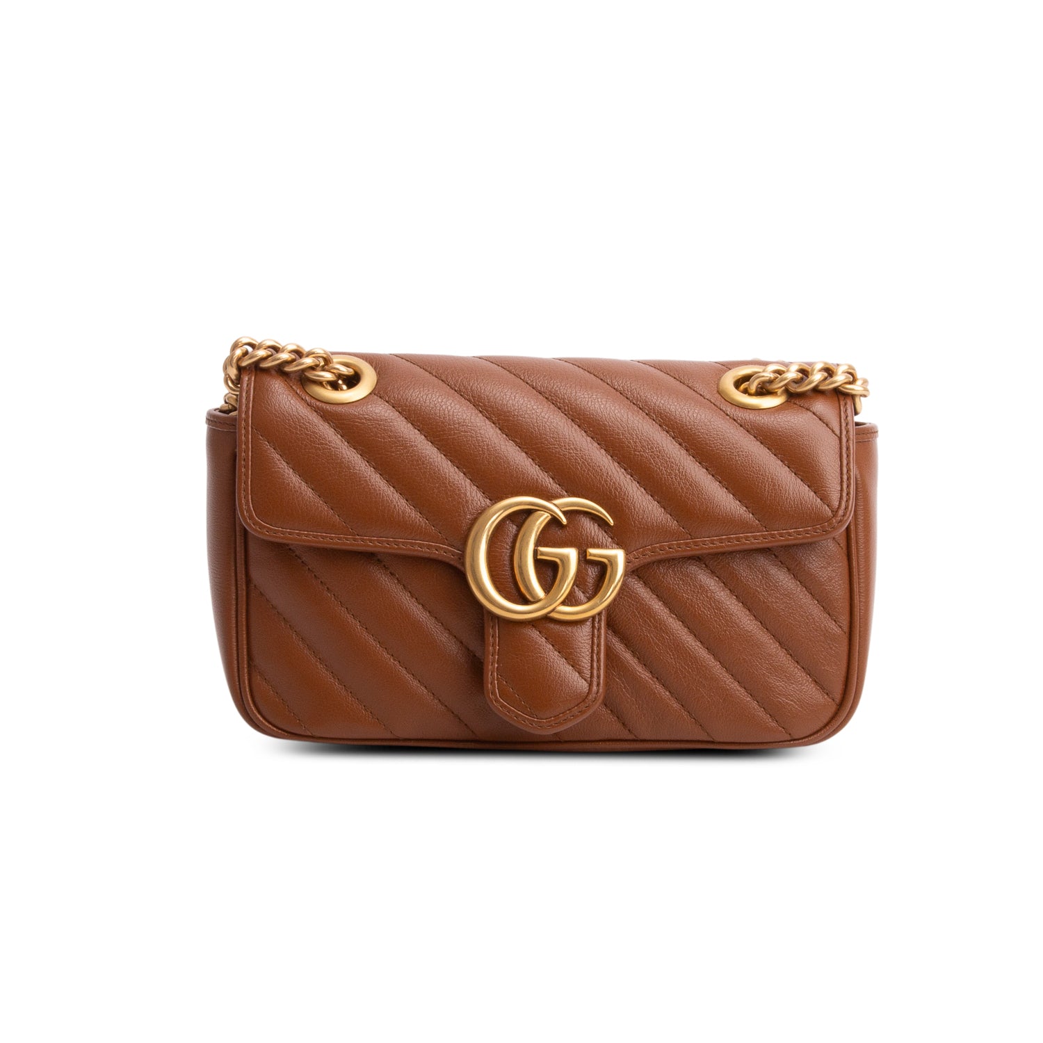 Gucci Brown GG Marmont Matelasse Small Shoulder Bag