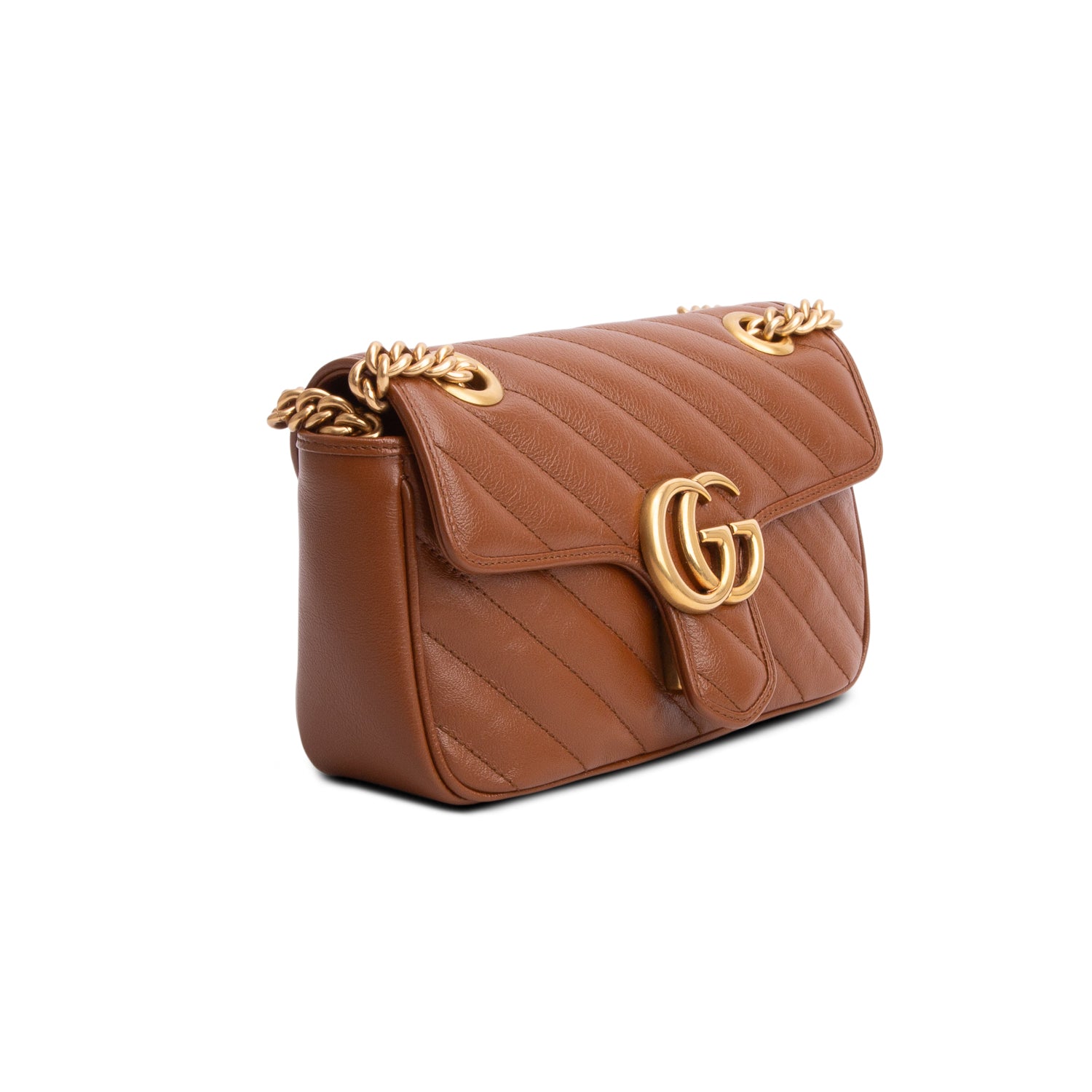 Gucci Brown GG Marmont Matelasse Small Shoulder Bag