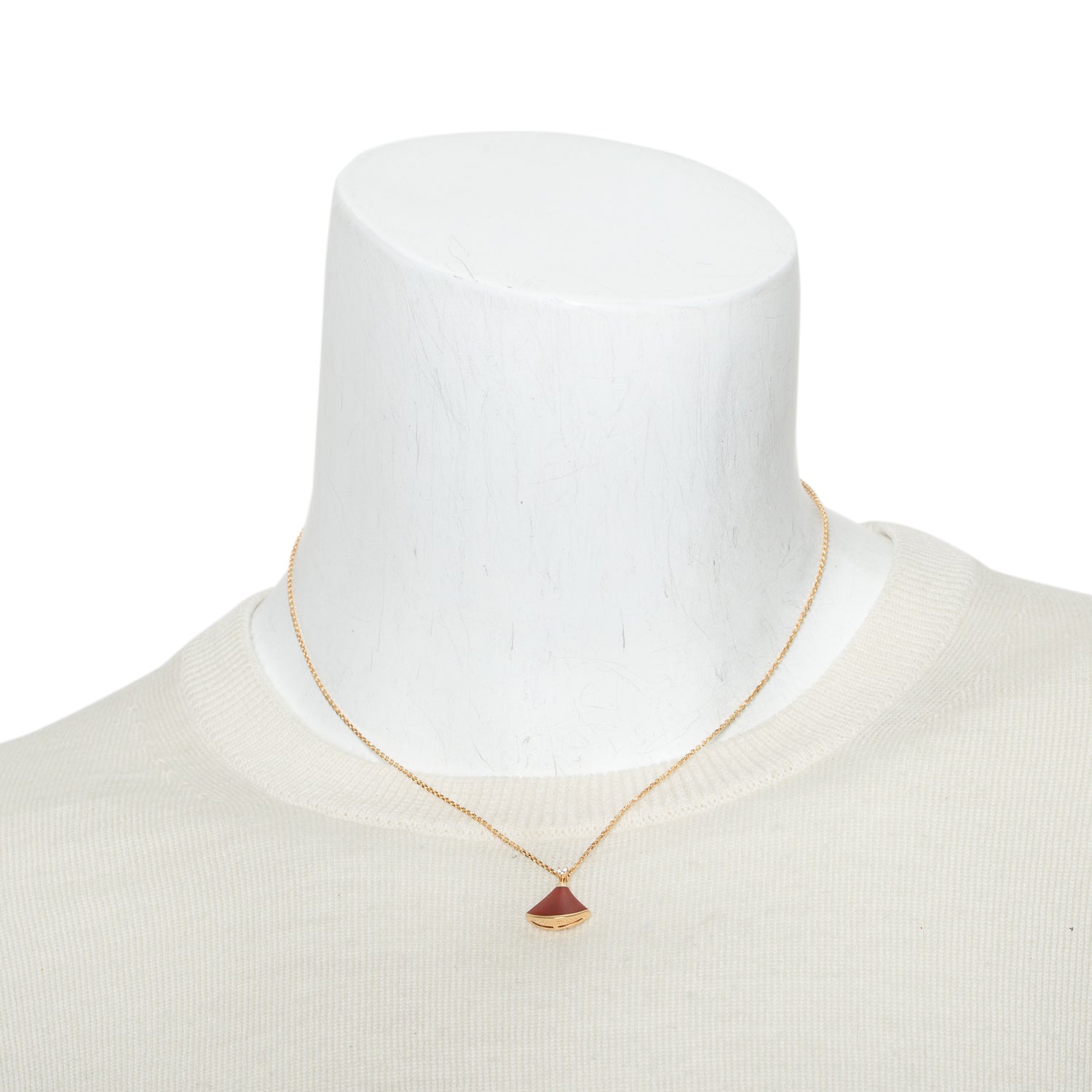 BVLGARI 18k Rose Gold Carnelian & Diamond Diva's Dream Pendant Necklace