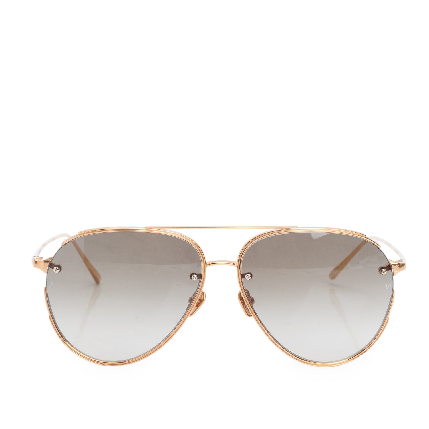 Linda Farrow LFL/950 18k Rose Gold Plated Russo Aviator Sunglasses w/ Box & Case