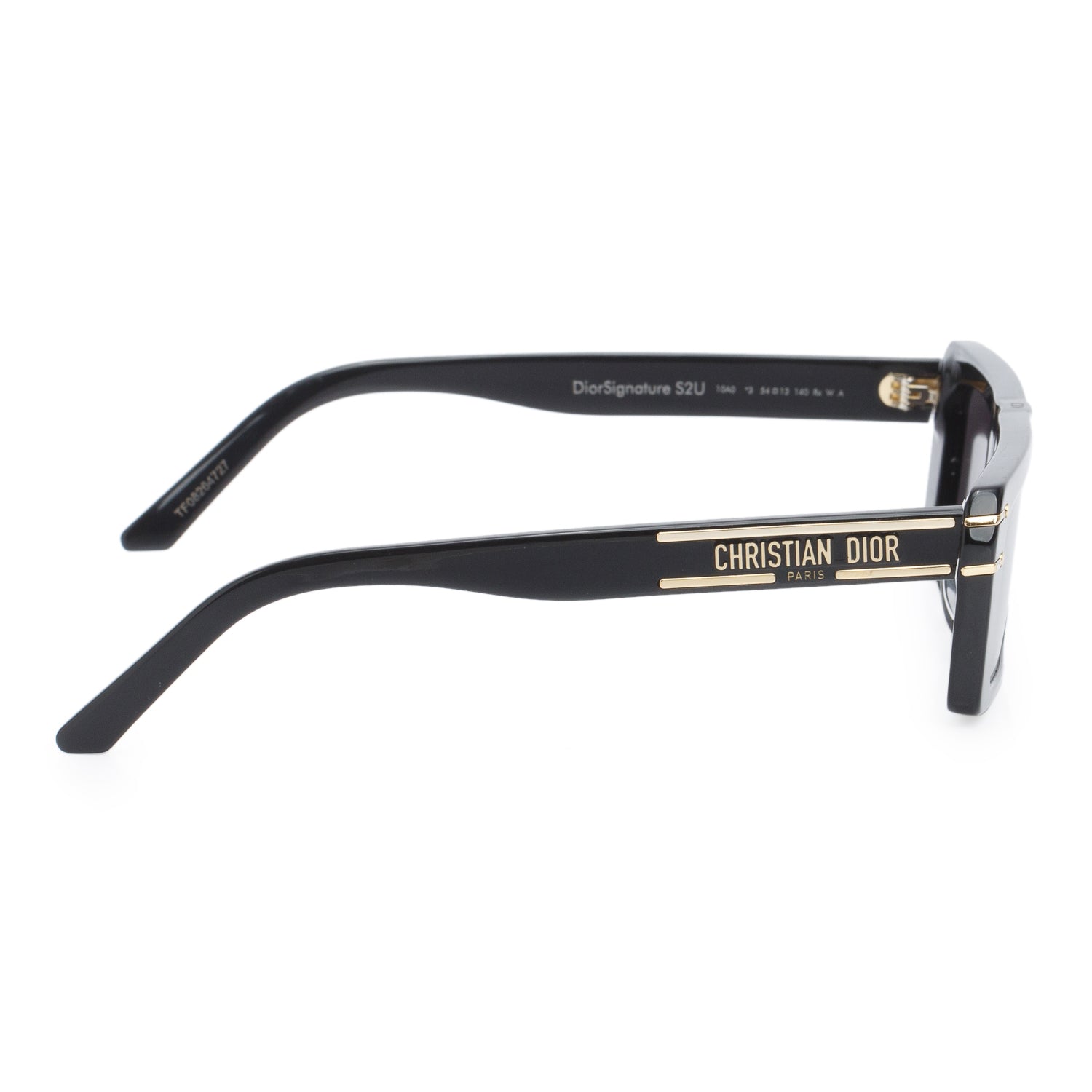 Christian Dior Black Acetate DiorSignature S2U Narrow Rectangular Sunglasses w/ Case