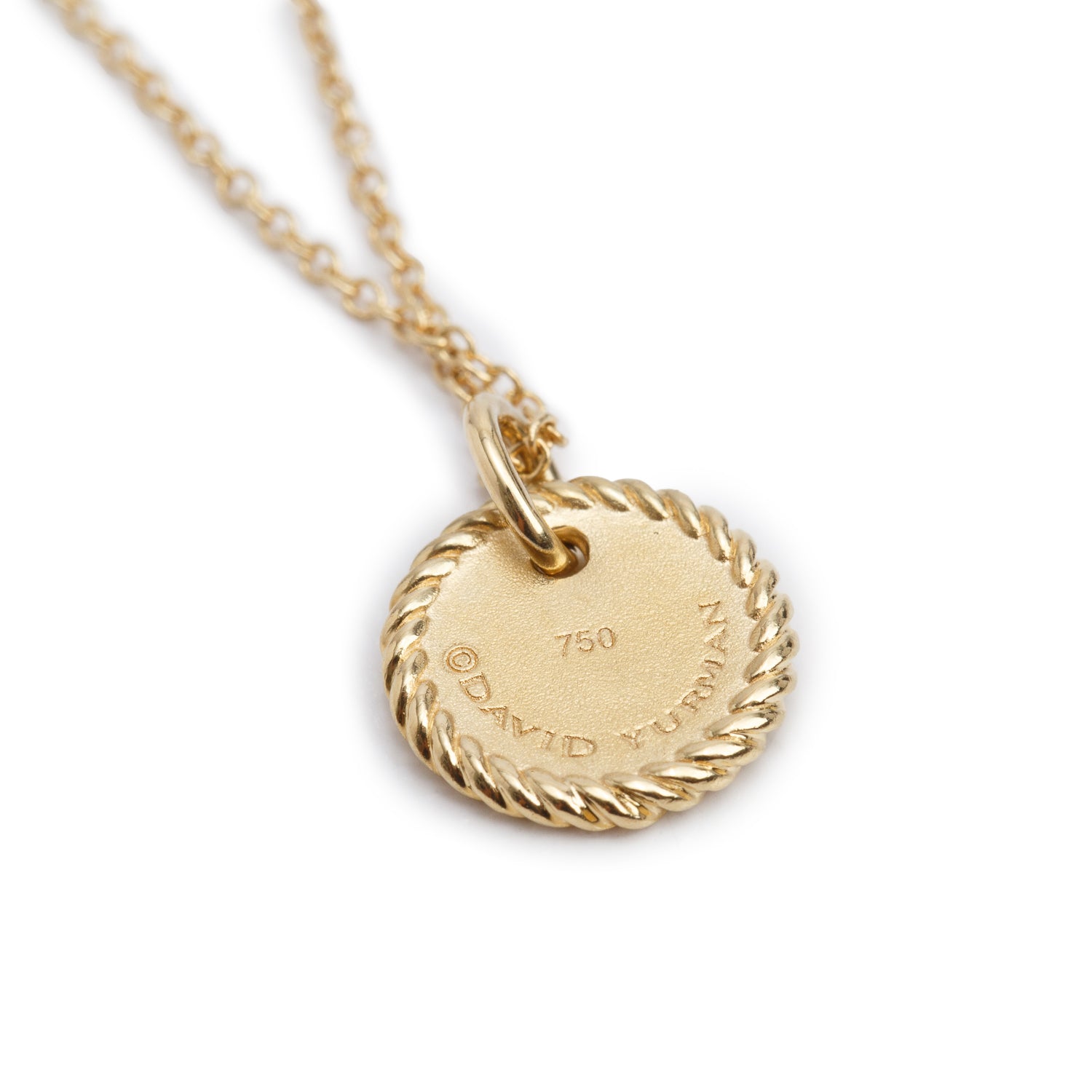 David Yurman 18k Yellow Gold Diamond Initial 'N' Charm Necklace w/ Box