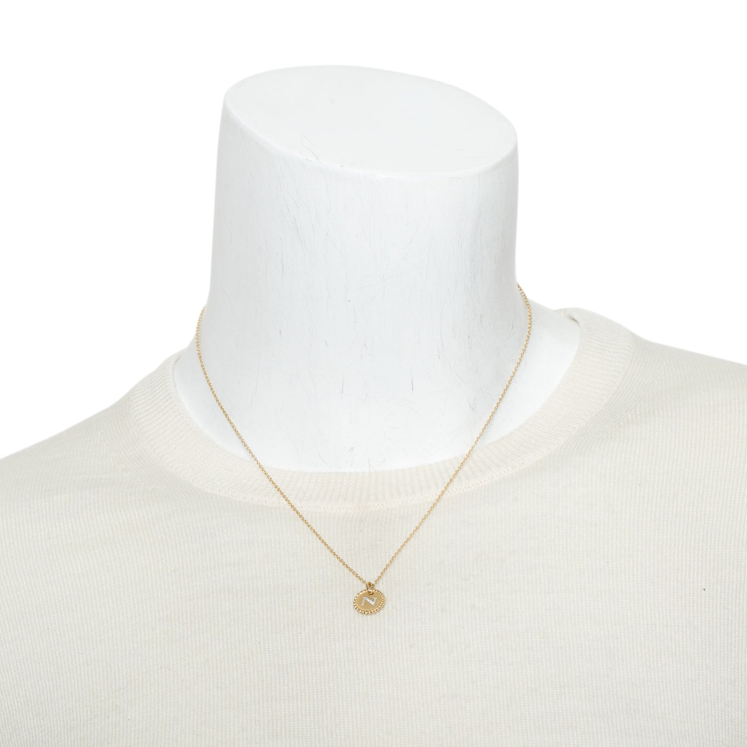 David Yurman 18k Yellow Gold Diamond Initial 'N' Charm Necklace w/ Box