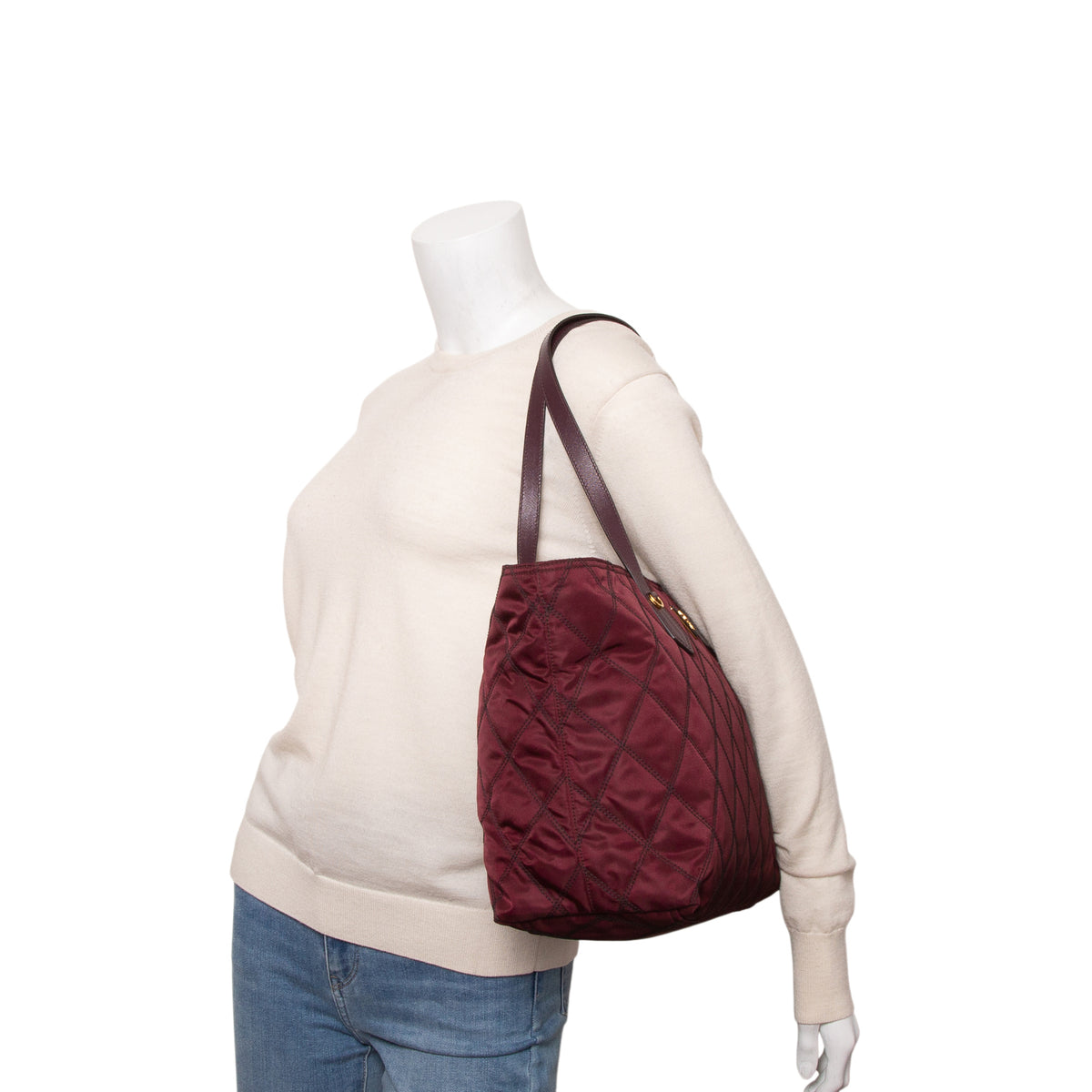 Prada Burgundy Tessuto Impuntu Tote w/ Authenticity Card