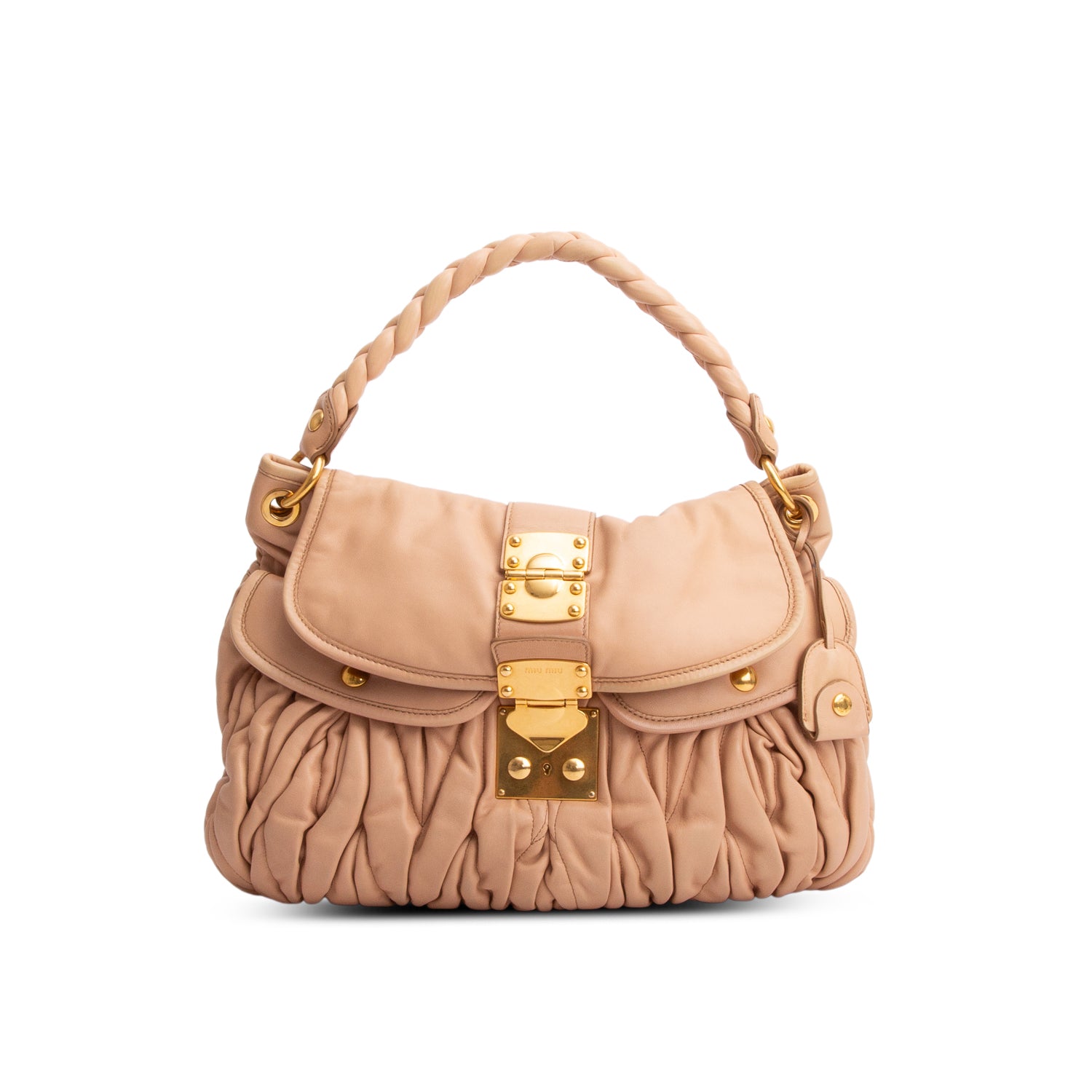 Miu Miu Pink Nappa Matelasse Coffer Hobo w/ Strap