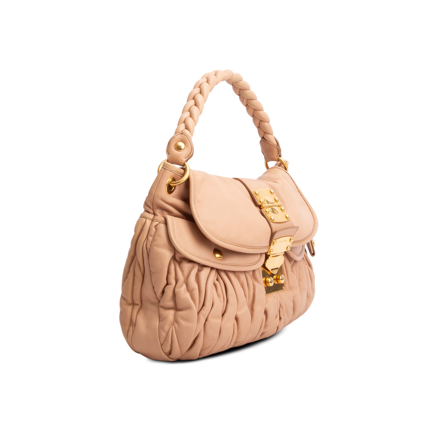 Miu Miu Pink Nappa Matelasse Coffer Hobo w/ Strap