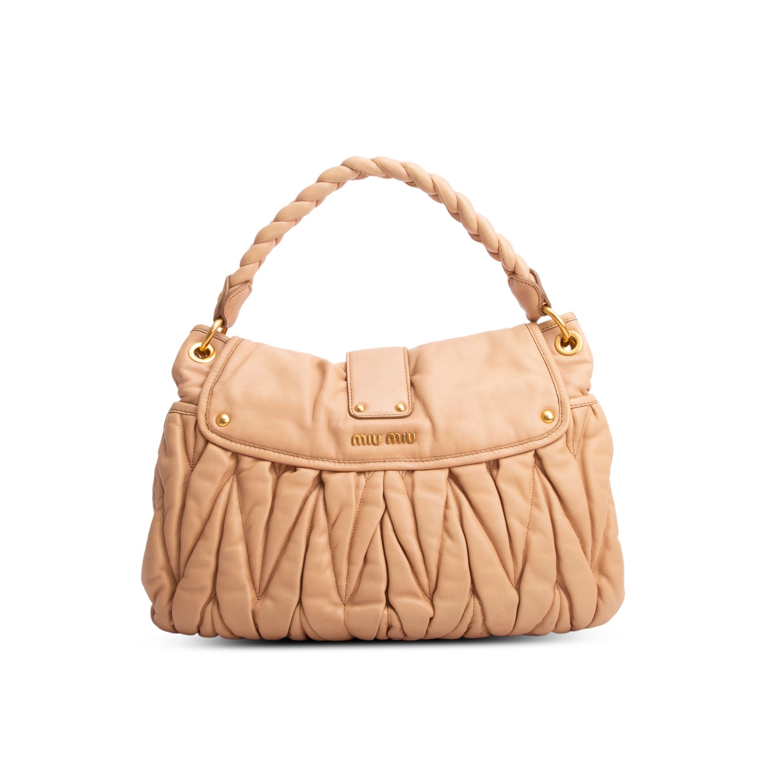 Miu Miu Pink Nappa Matelasse Coffer Hobo w/ Strap