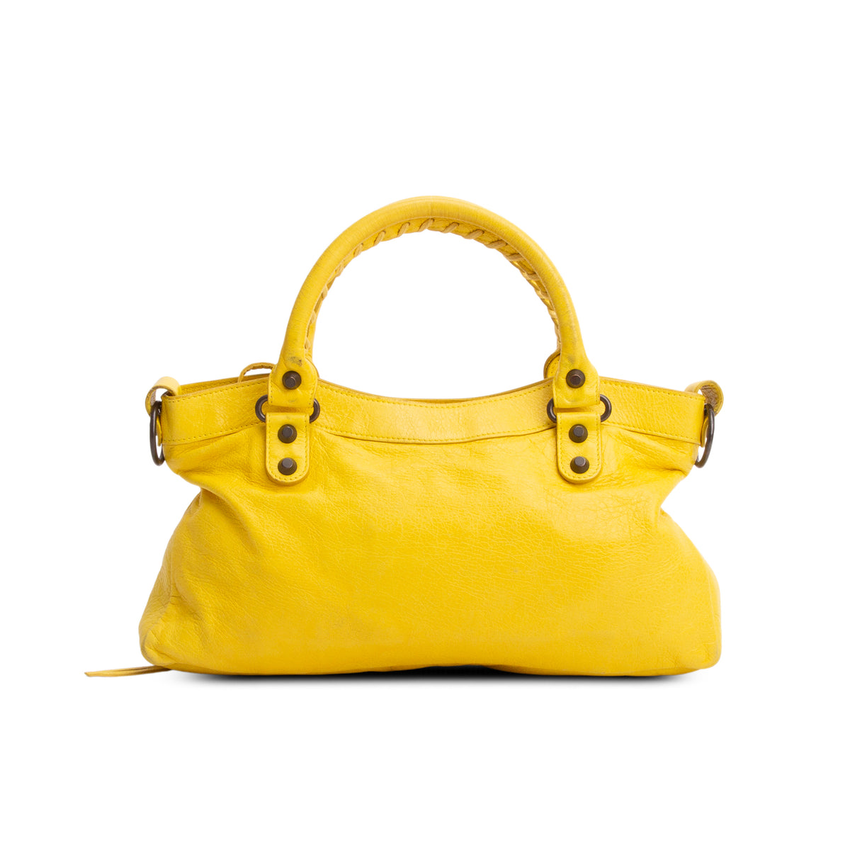 Balenciaga Yellow Agneau Arena Classic Hardware Le City First Bag w/ Strap