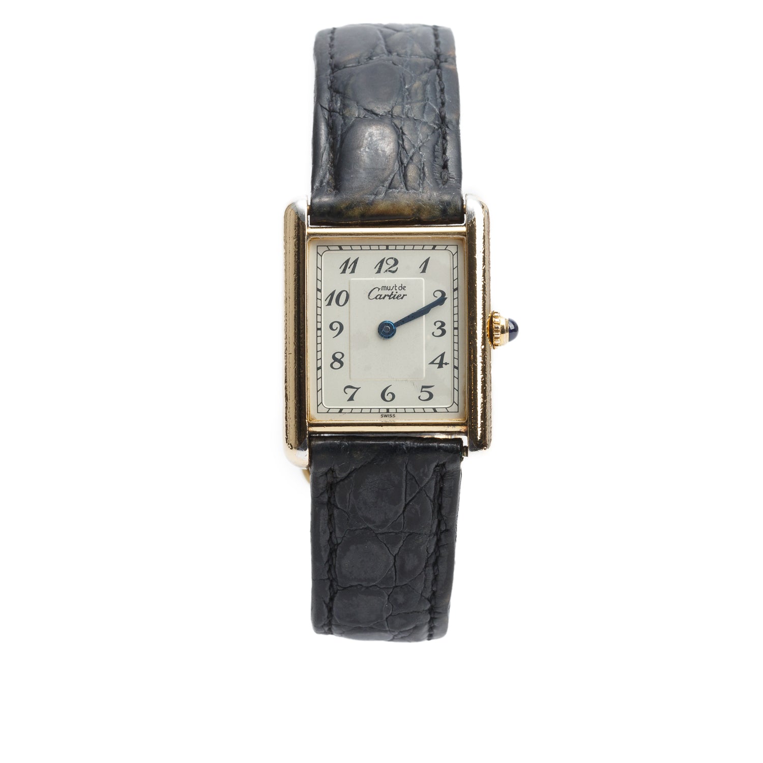 Cartier Vintage 18k Gold Vermeil Sterling Silver Argent Must de Cartier Tank Quartz Watch