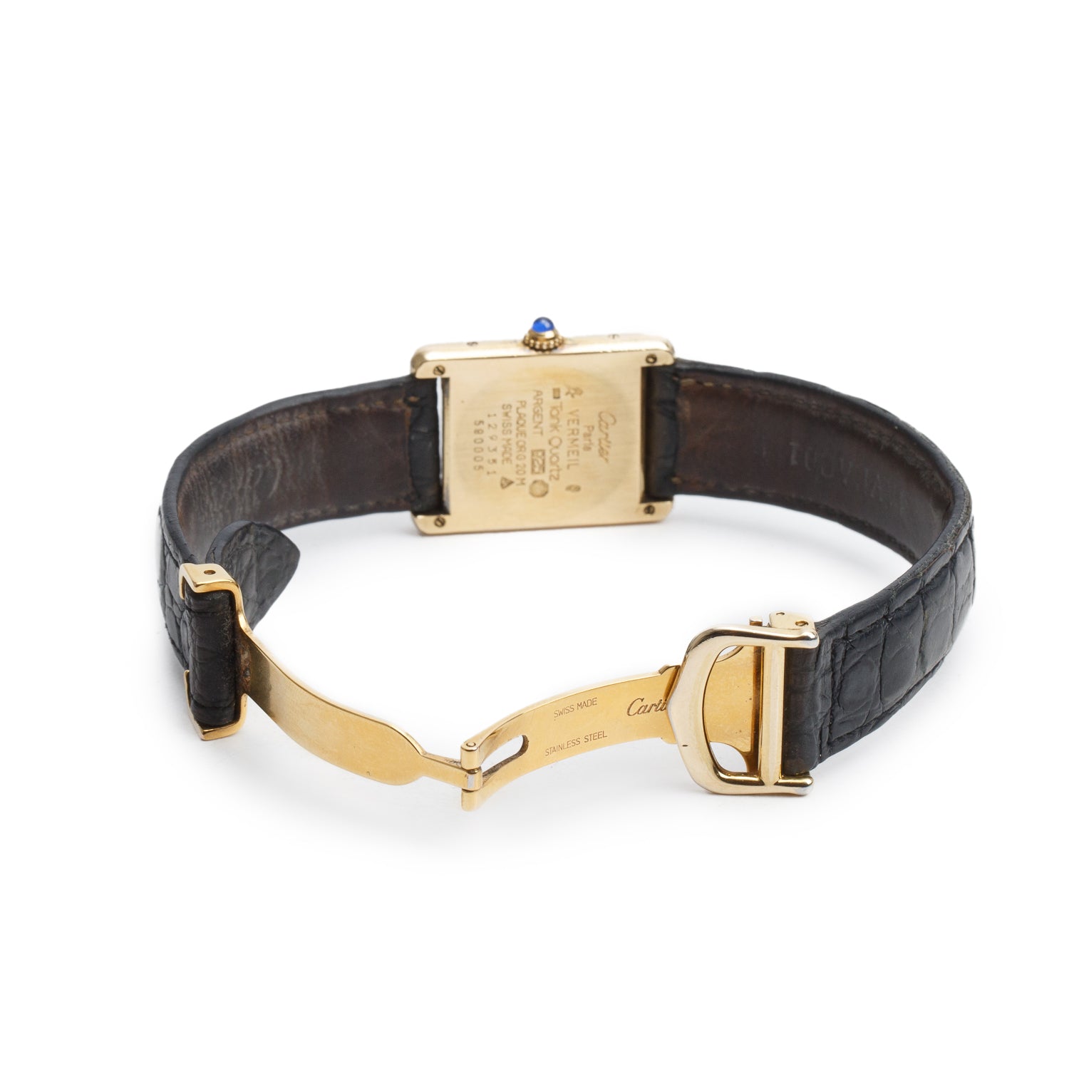 Cartier Vintage 18k Gold Vermeil Sterling Silver Argent Must de Cartier Tank Quartz Watch