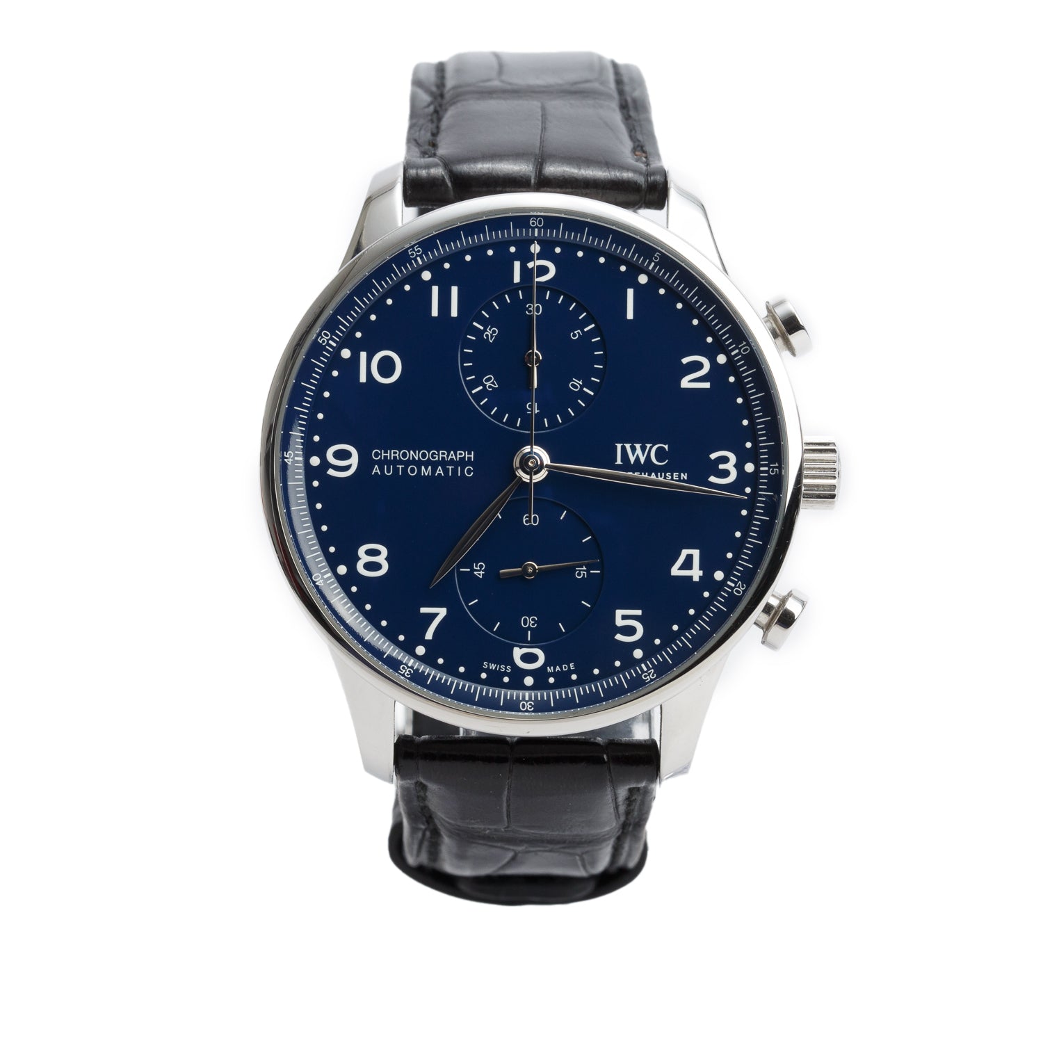 IWC Stainless Steel 150 Years Edition Portugieser 41 MM Automatic Chronograph Watch Blue Dial IW371601 w/ Box & Papers