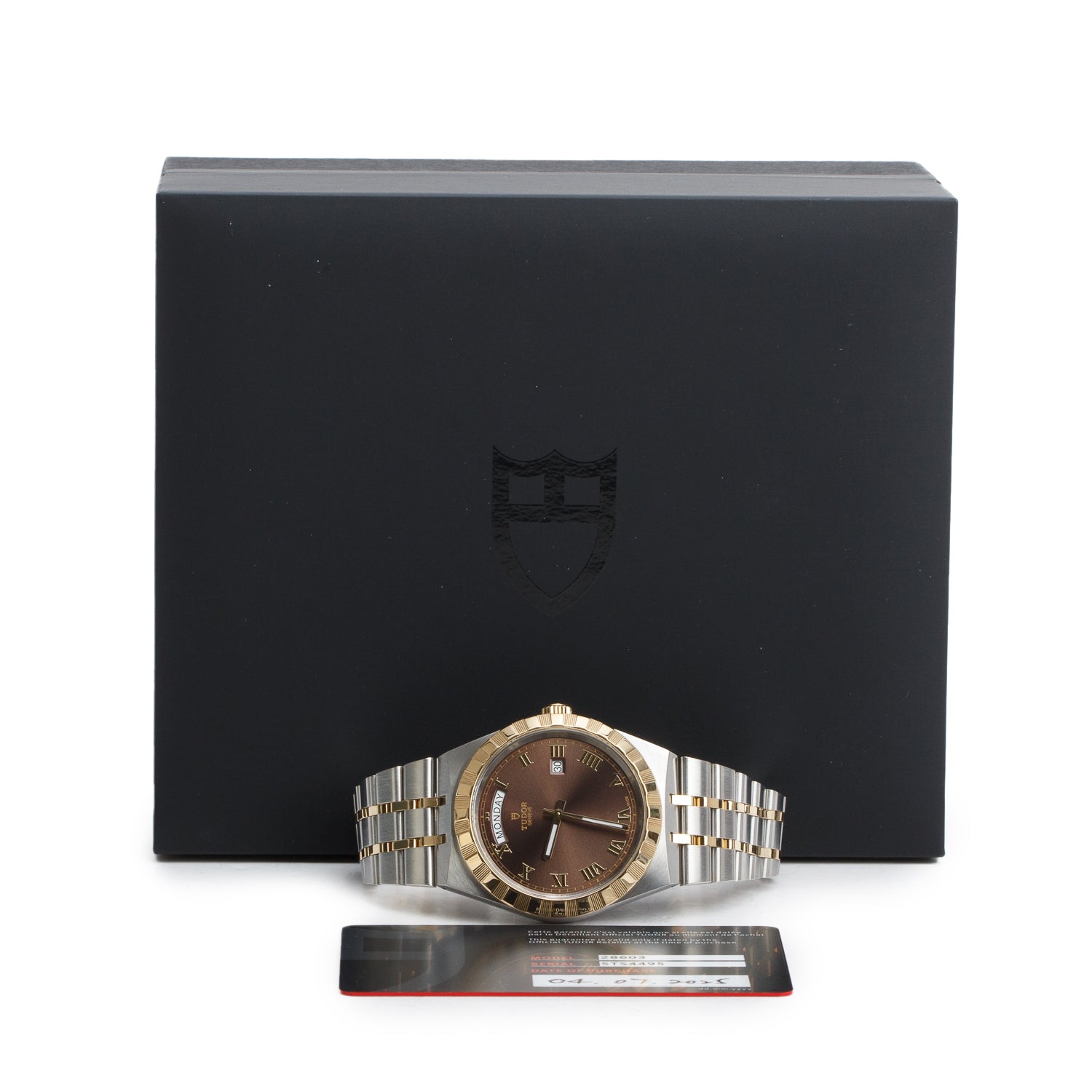 Tudor 2025 Stainless Steel & 18k Yellow Gold Royal 41 MM Automatic Watch Chocolate Brown Dial 28603 w/ Box & Papers