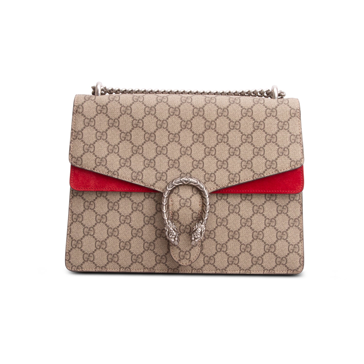 Gucci Red GG Supreme Monogram Medium Dionysus Shoulder Bag