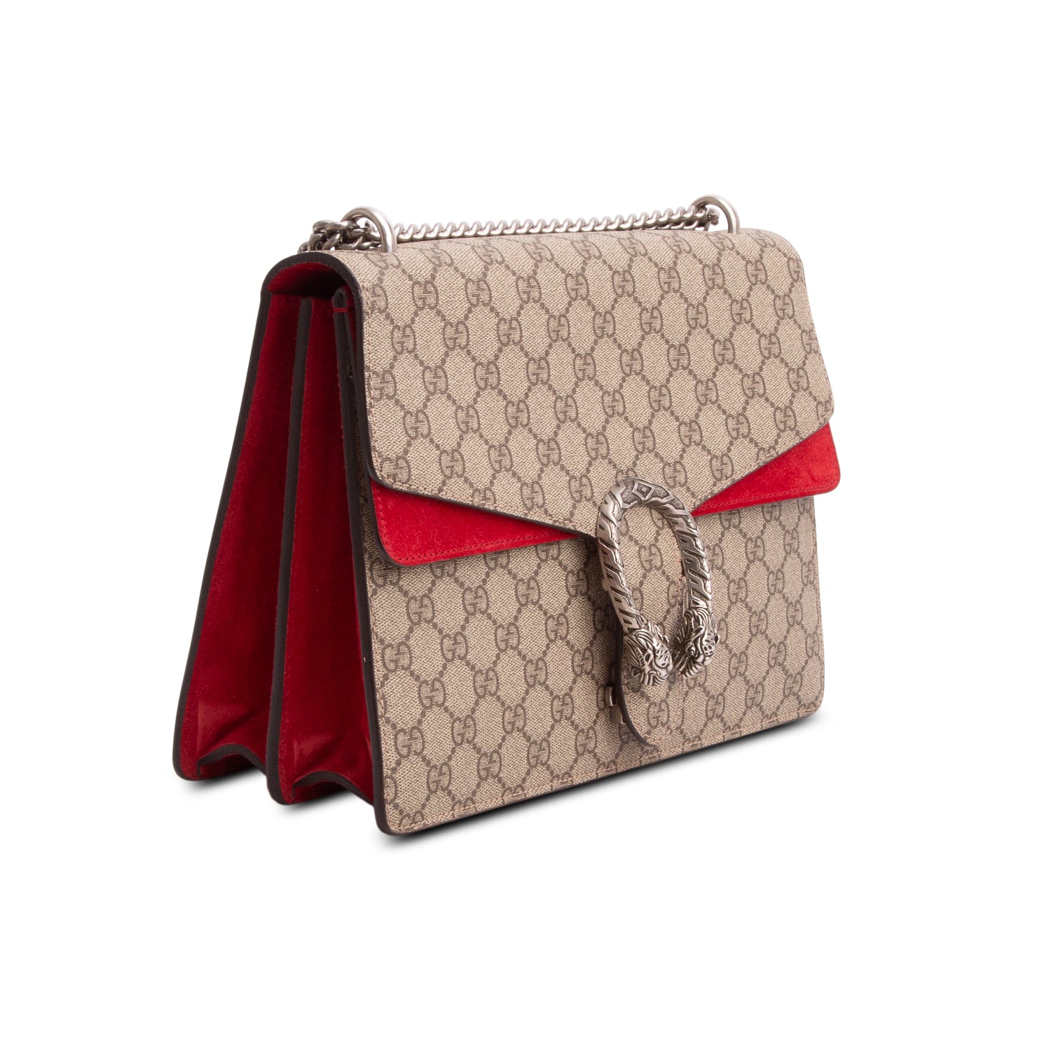 Gucci Red GG Supreme Monogram Medium Dionysus Shoulder Bag