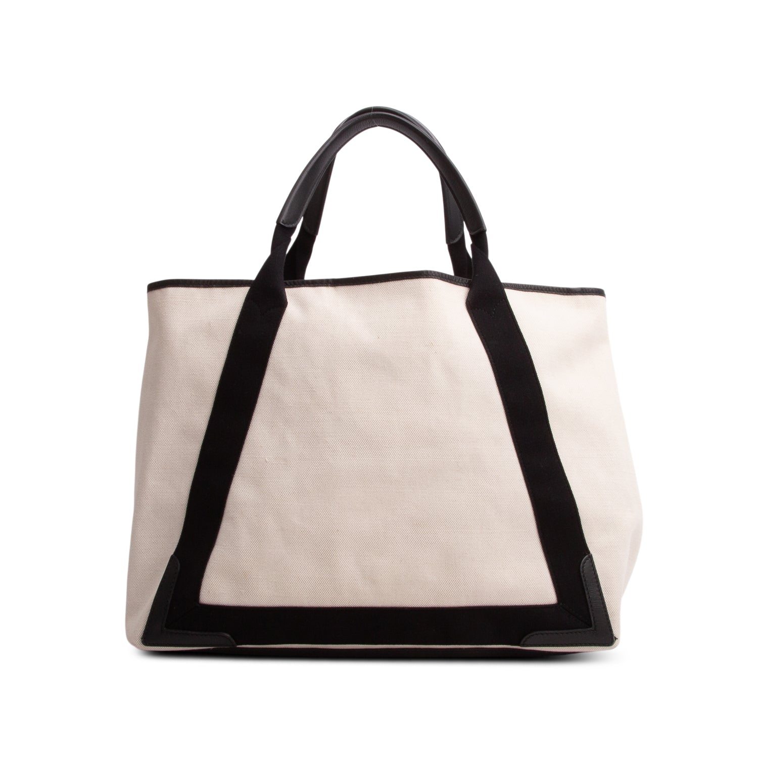 Balenciaga Beige Cotton Canvas Calfskin Medium Cabas Tote w/ Pouch