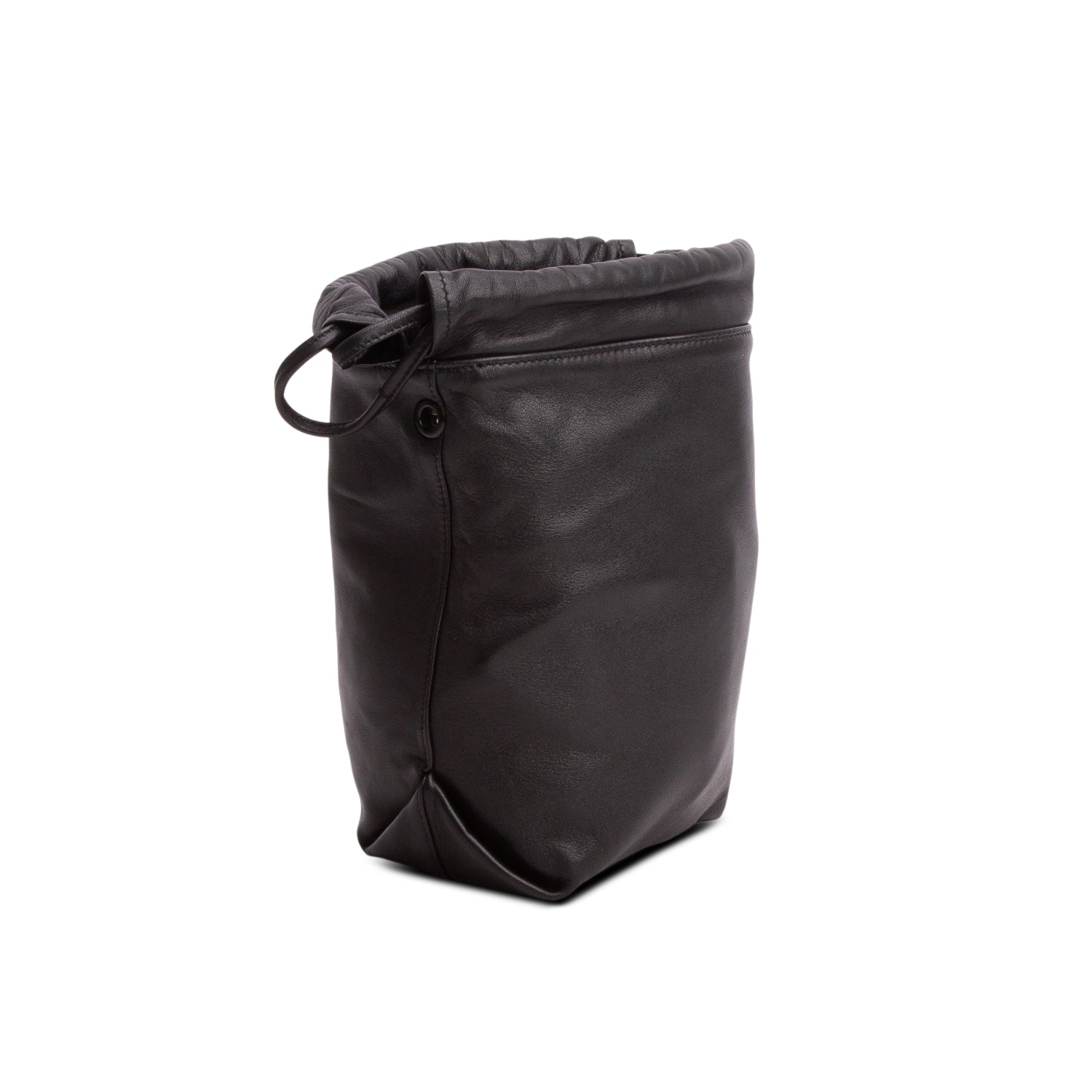 Saint Laurent Black Lambskin Teddy Drawstring Bag w/ Pouch
