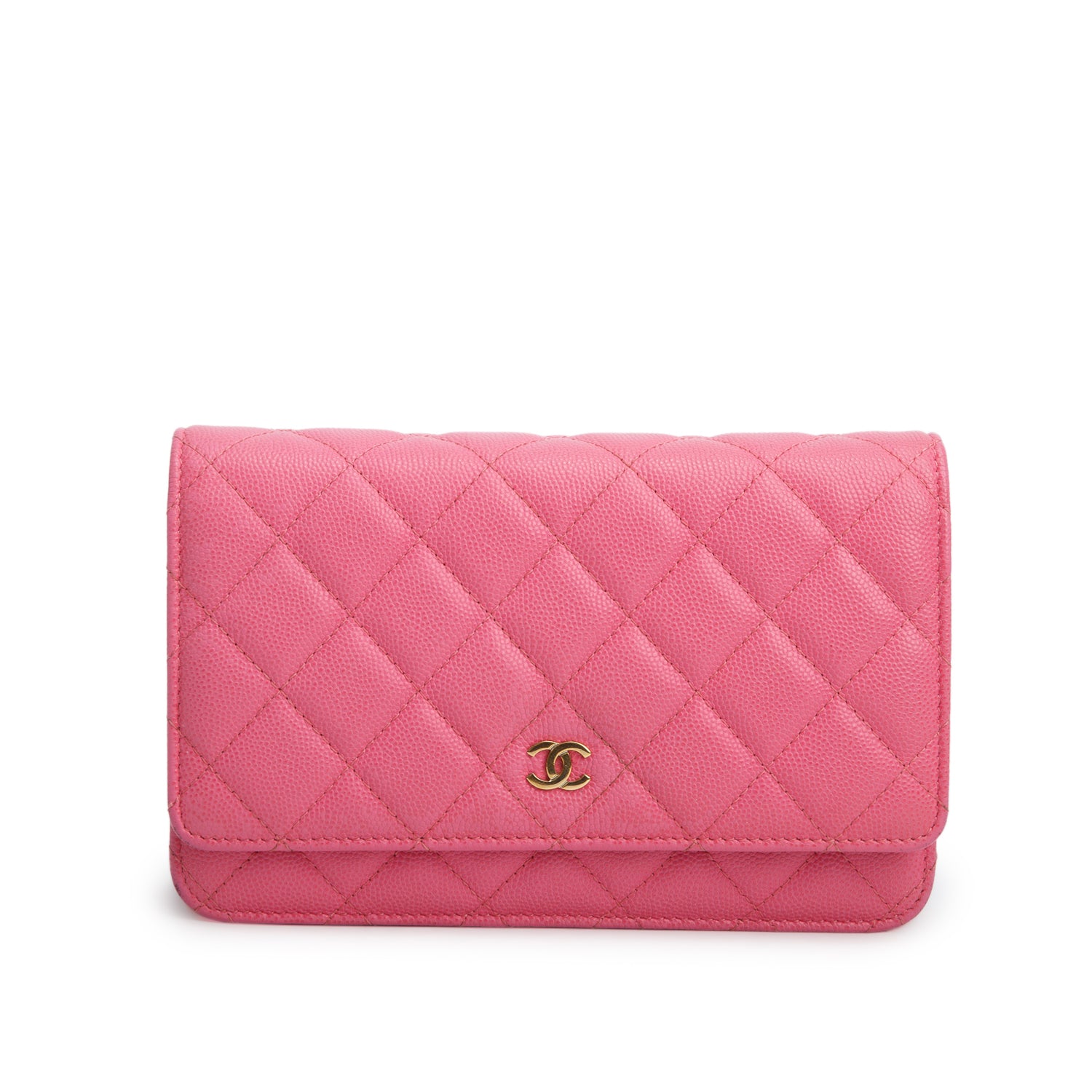 Chanel Pink Caviar Quilted Classic Wallet on Chain w/ Box & Authenticity Card