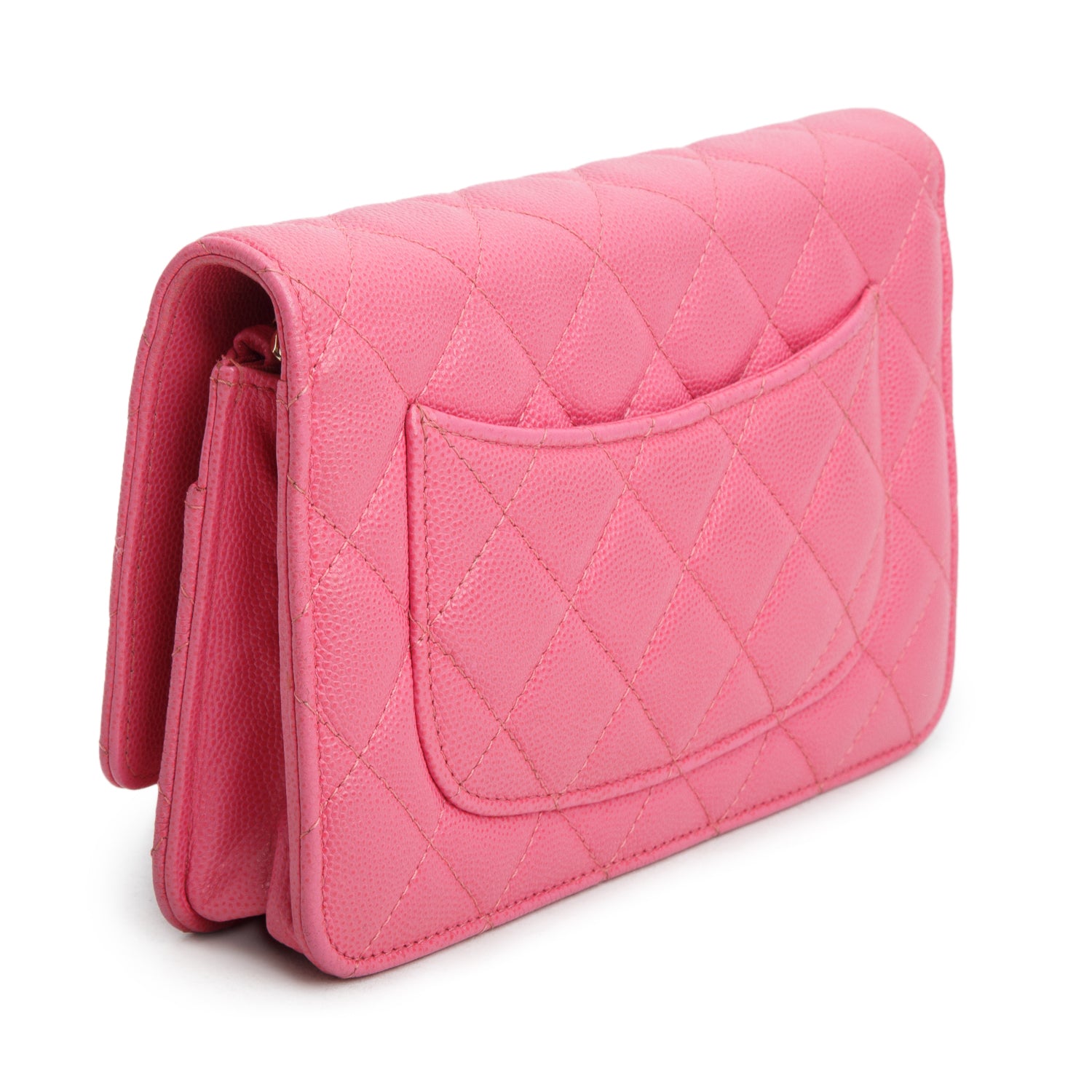 Chanel Pink Caviar Quilted Classic Wallet on Chain w/ Box & Authenticity Card