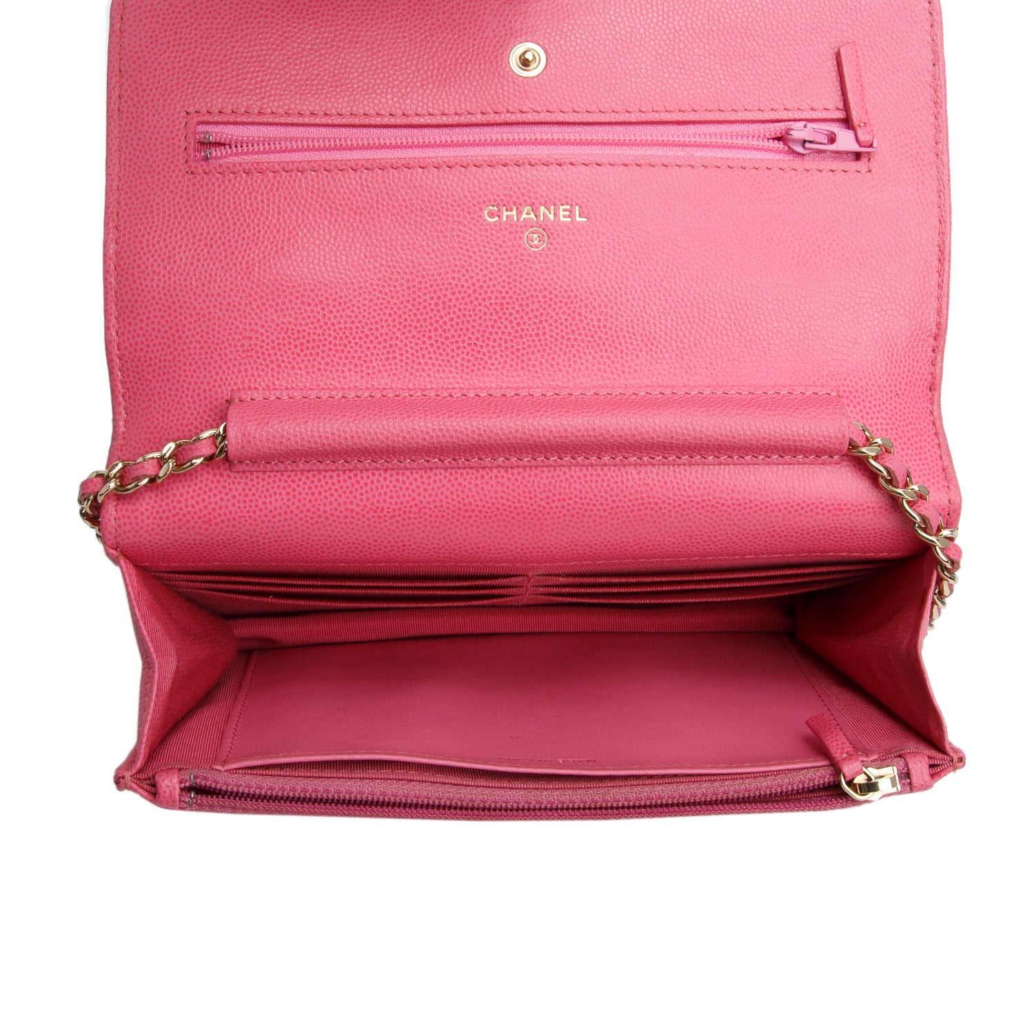 Chanel Pink Caviar Quilted Classic Wallet on Chain w/ Box & Authenticity Card