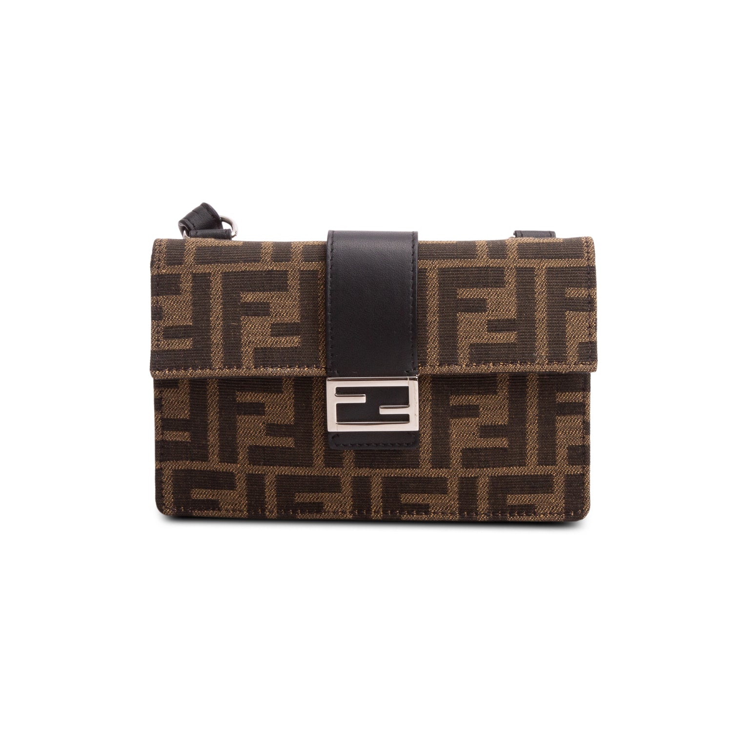 Fendi 2020 Recycled Fabric Jacquard Vitello Grace FF 1974 Baguette Belt Pouch w/ Box & Receipt