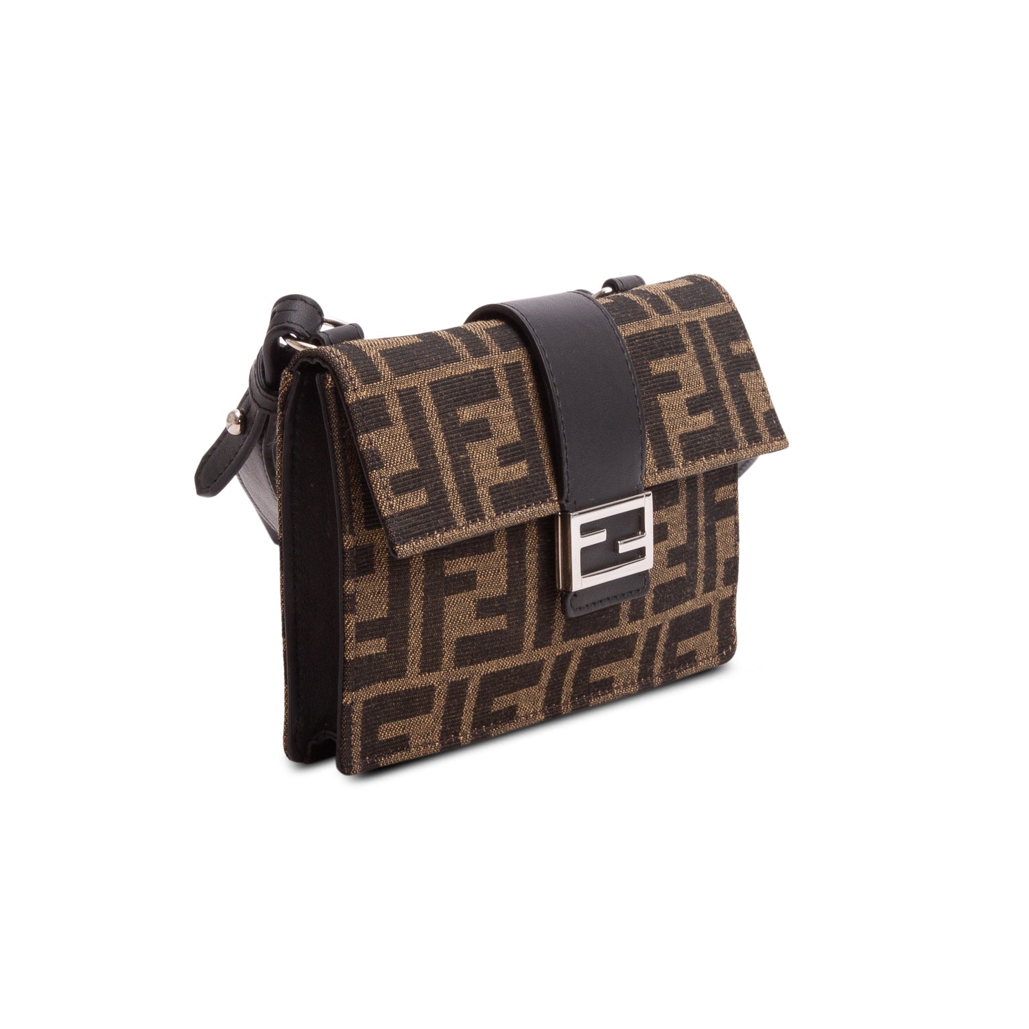 Fendi 2020 Recycled Fabric Jacquard Vitello Grace FF 1974 Baguette Belt Pouch w/ Box & Receipt