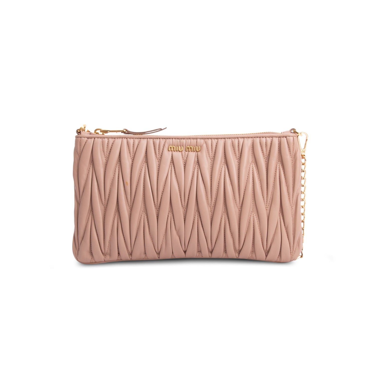 Miu Miu Pink Matelasse Crossbody Bag w/ Straps