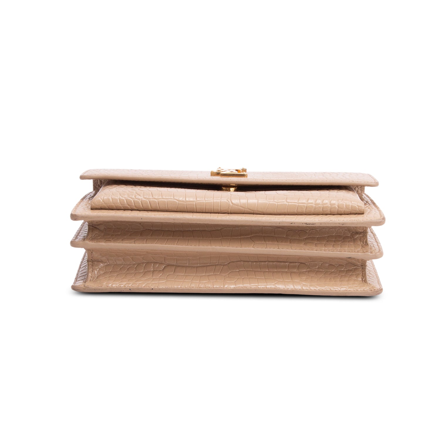 Saint Laurent 2020 Beige Croc Embossed Calfskin Medium Sunset Bag