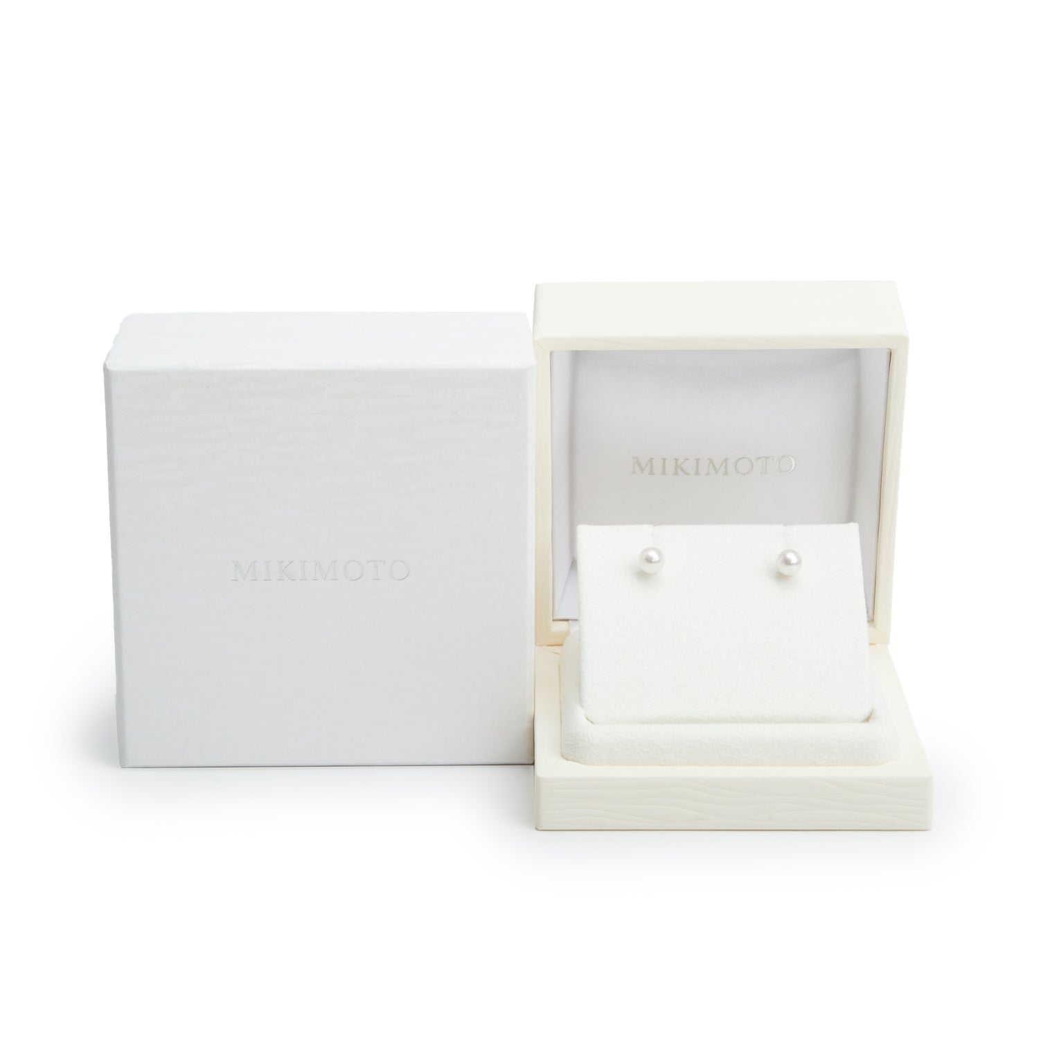 Mikimoto 18k White Gold 6 MM Akoya Cultured Pearl Stud Earrings w/ Box