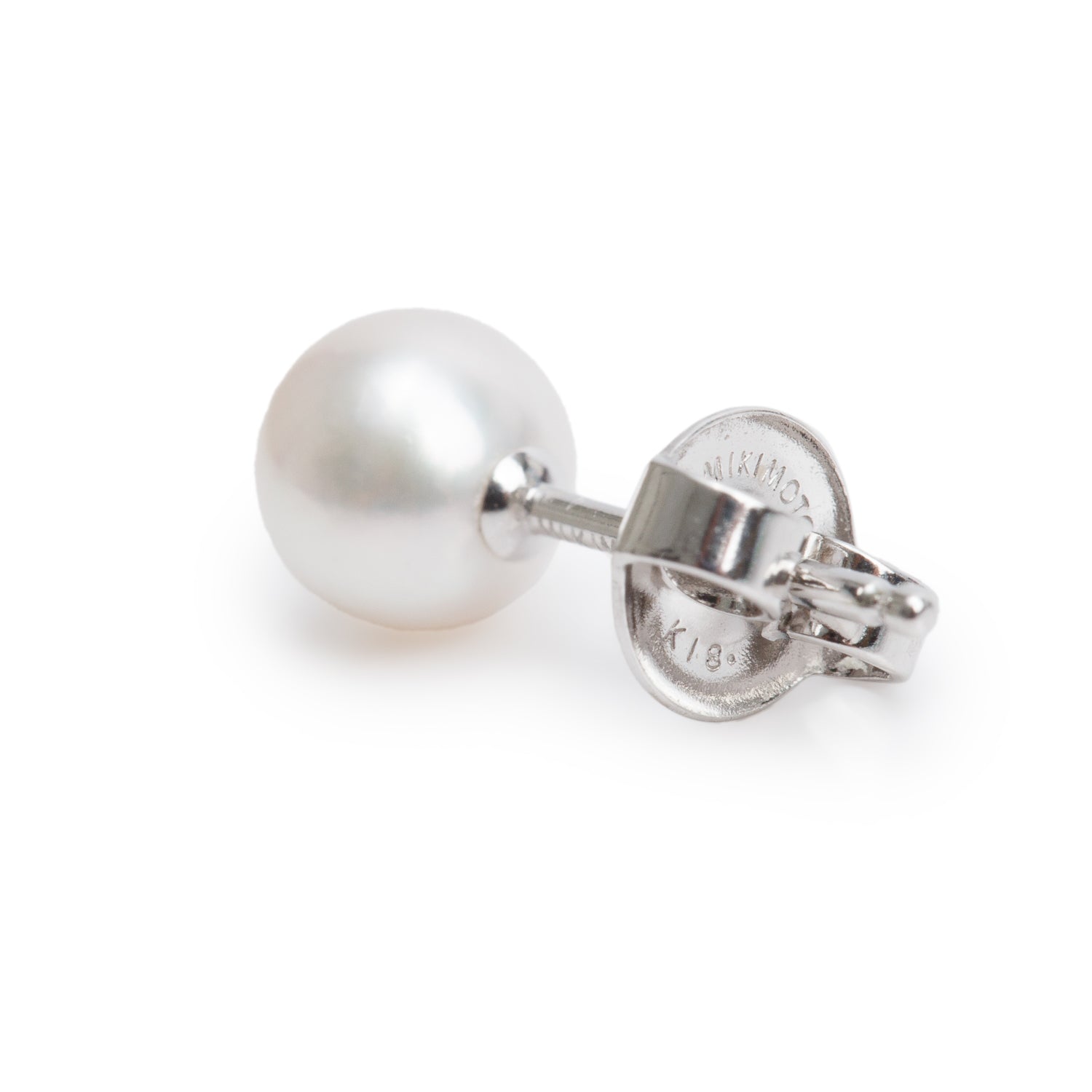 Mikimoto 18k White Gold 6 MM Akoya Cultured Pearl Stud Earrings w/ Box