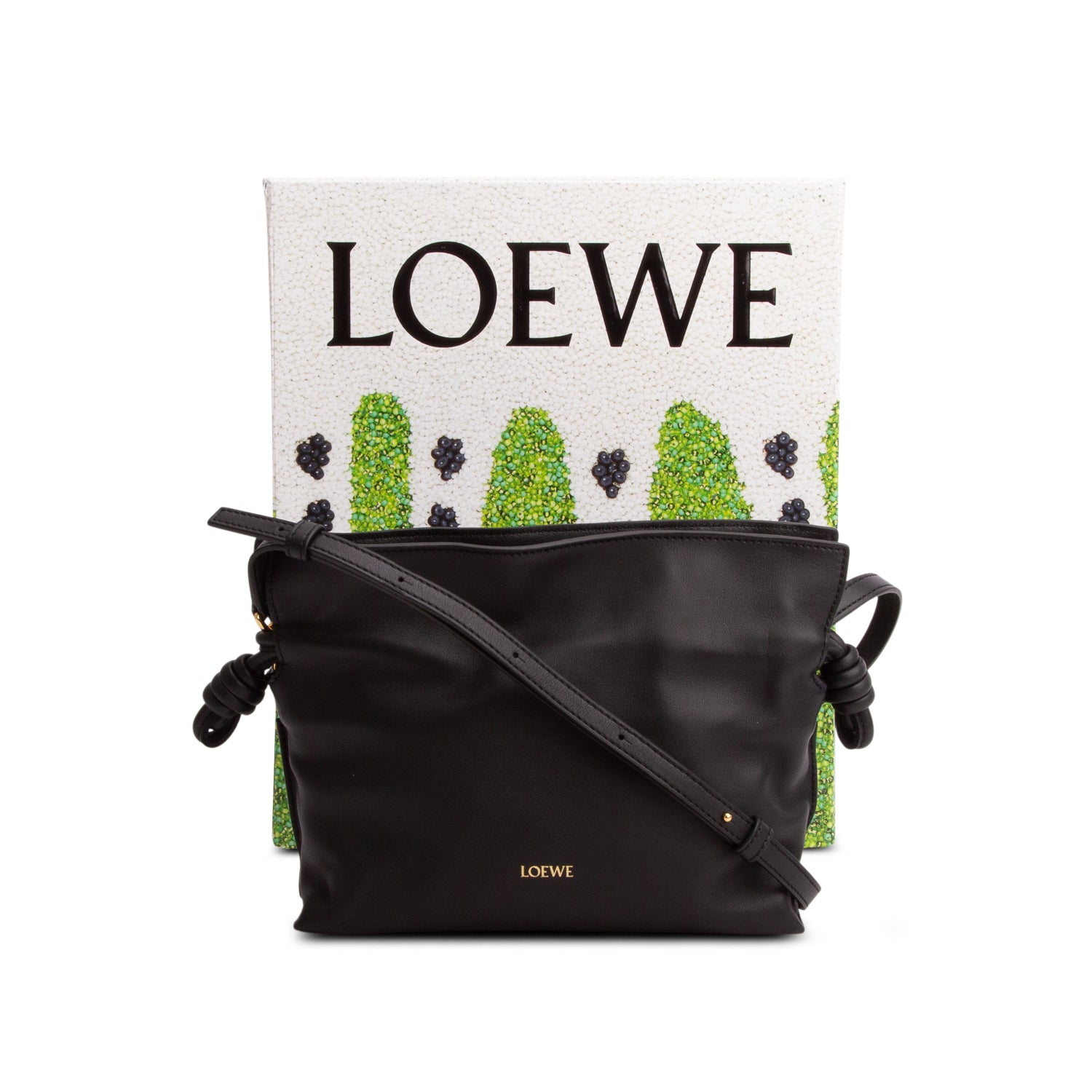Loewe 2024 Black Calfskin Mini Flamenco Knot Bag w/ Box & Receipt
