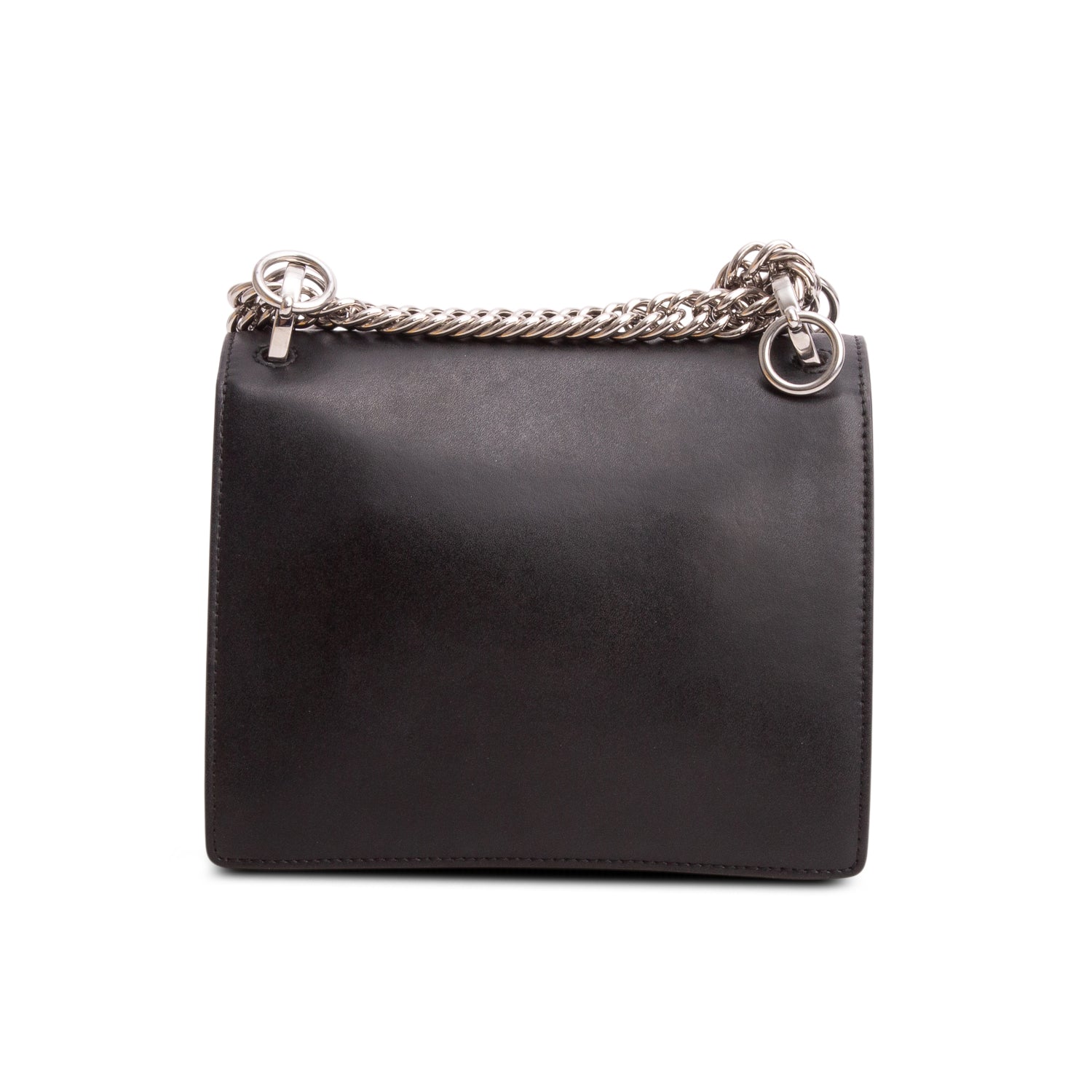 Fendi Black Vitello Liberty Lucido Metal Monster Eyes Studded Kan I Small Shoulder Bag w/ Box