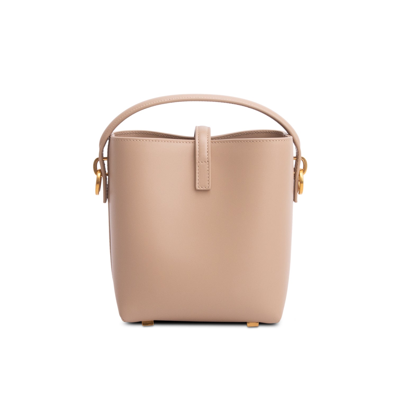 Saint Laurent 2024 Beige Shiny Calfskin Le 37 Mini Bucket Bag w/ Strap