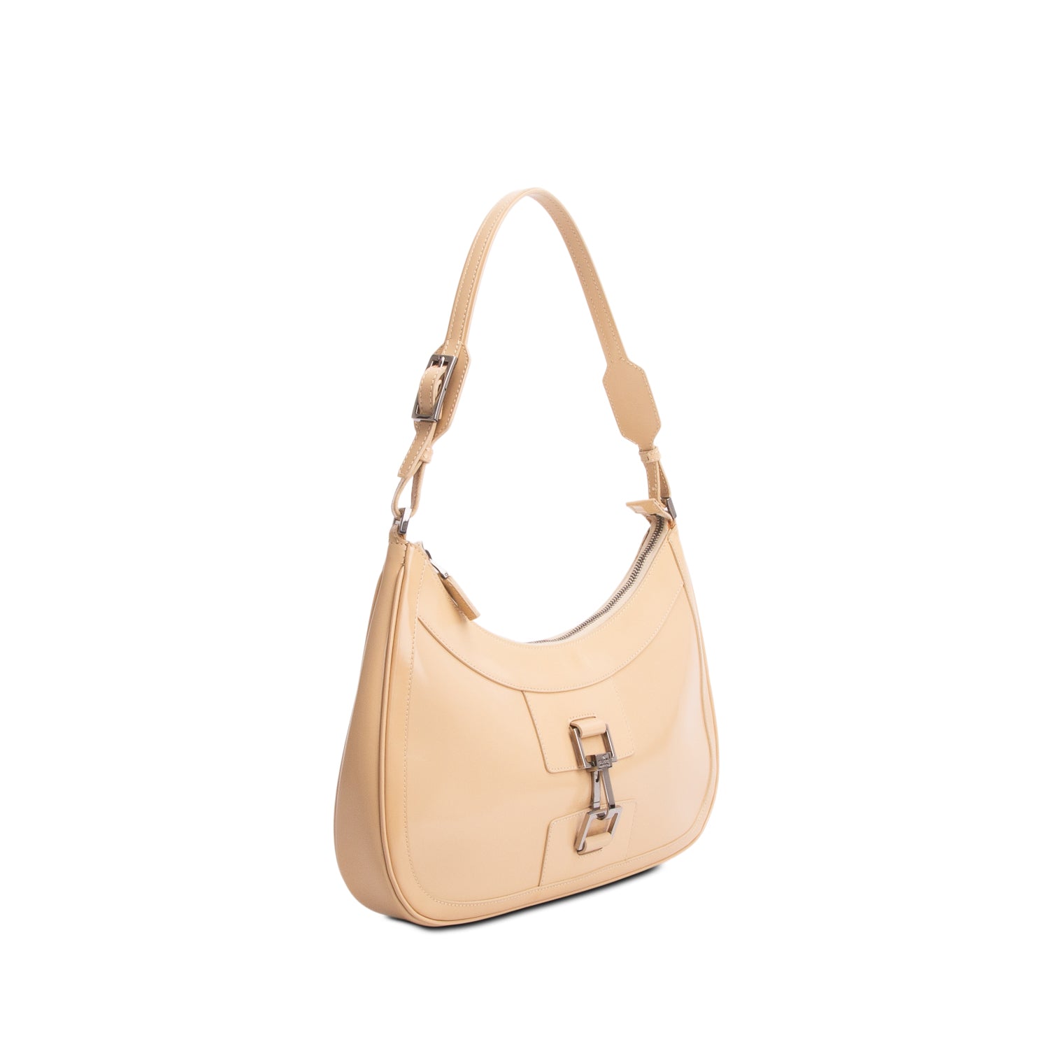 Gucci Vintage Beige Patent Leather Shoulder Bag