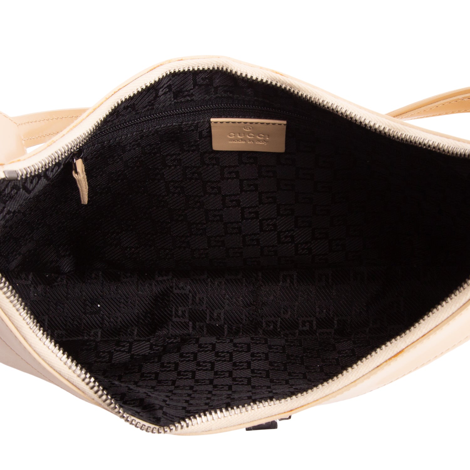Gucci Vintage Beige Patent Leather Shoulder Bag