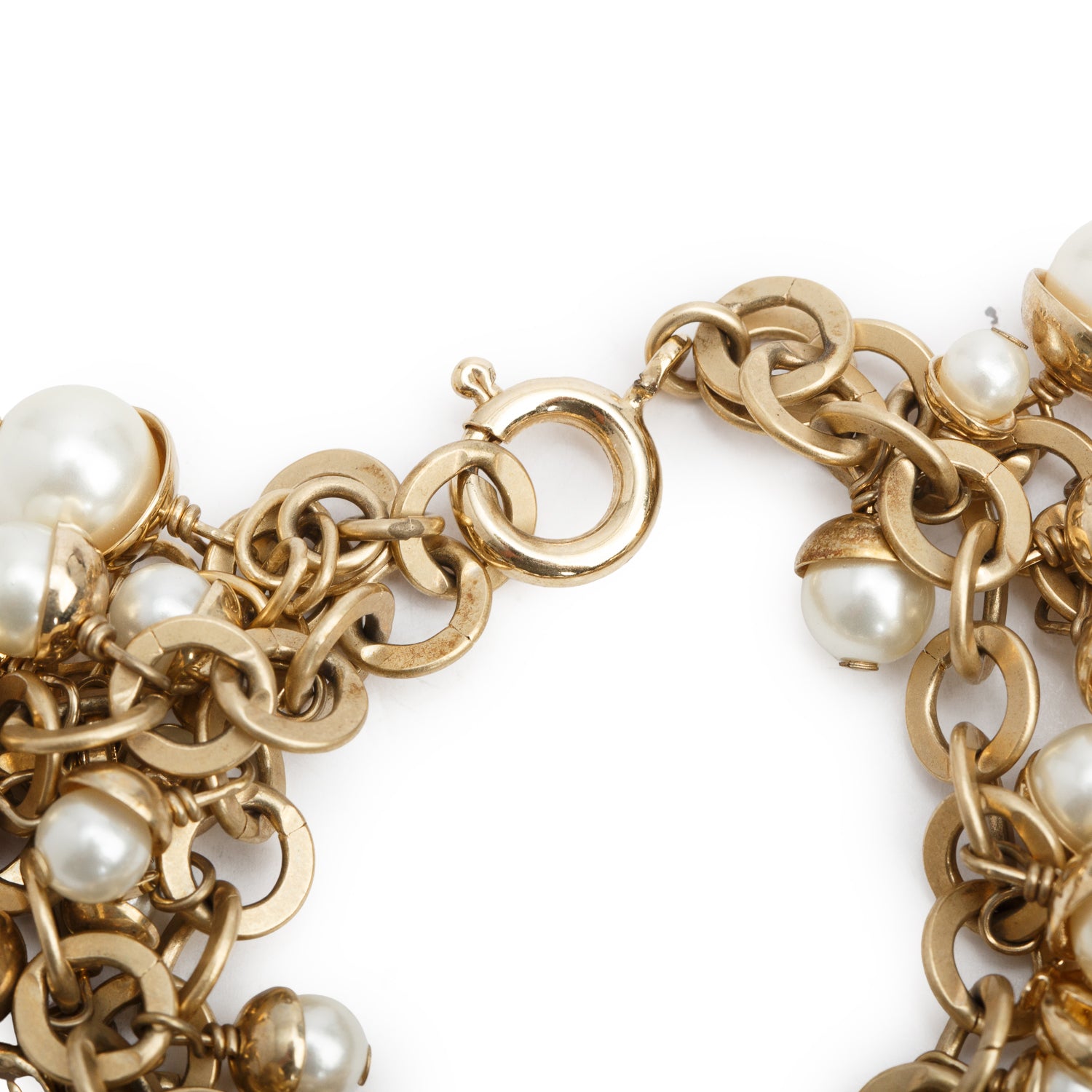 Christian Dior Gold-Plated Faux Pearl Multistrand Bracelet w/ Box