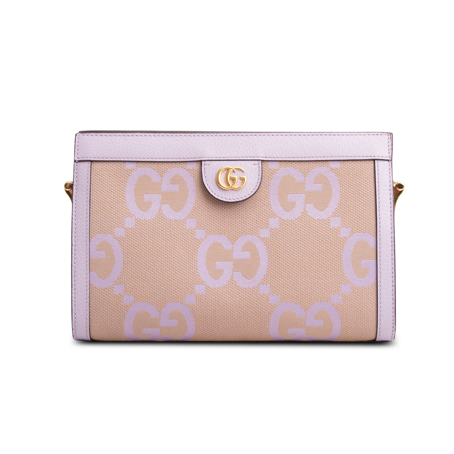 Gucci Purple Monogram Jumbo GG Textured Dollar Calfskin Small Ophidia Chain Shoulder w/ Box