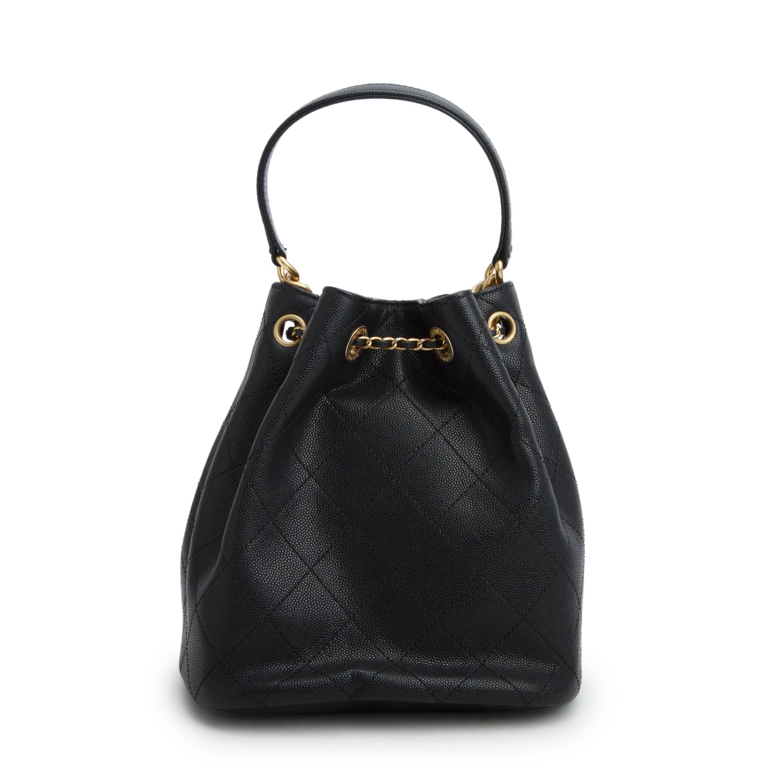 Chanel 2020 Black Caviar Quilted Fashion Therapy Bucket Drawstring Bag w/ Box & Authenticity Card