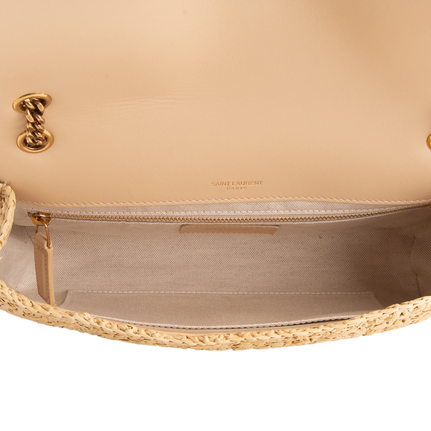 Saint Laurent 2023 Neutral Raffia Medium Jamie Shoulder Bag