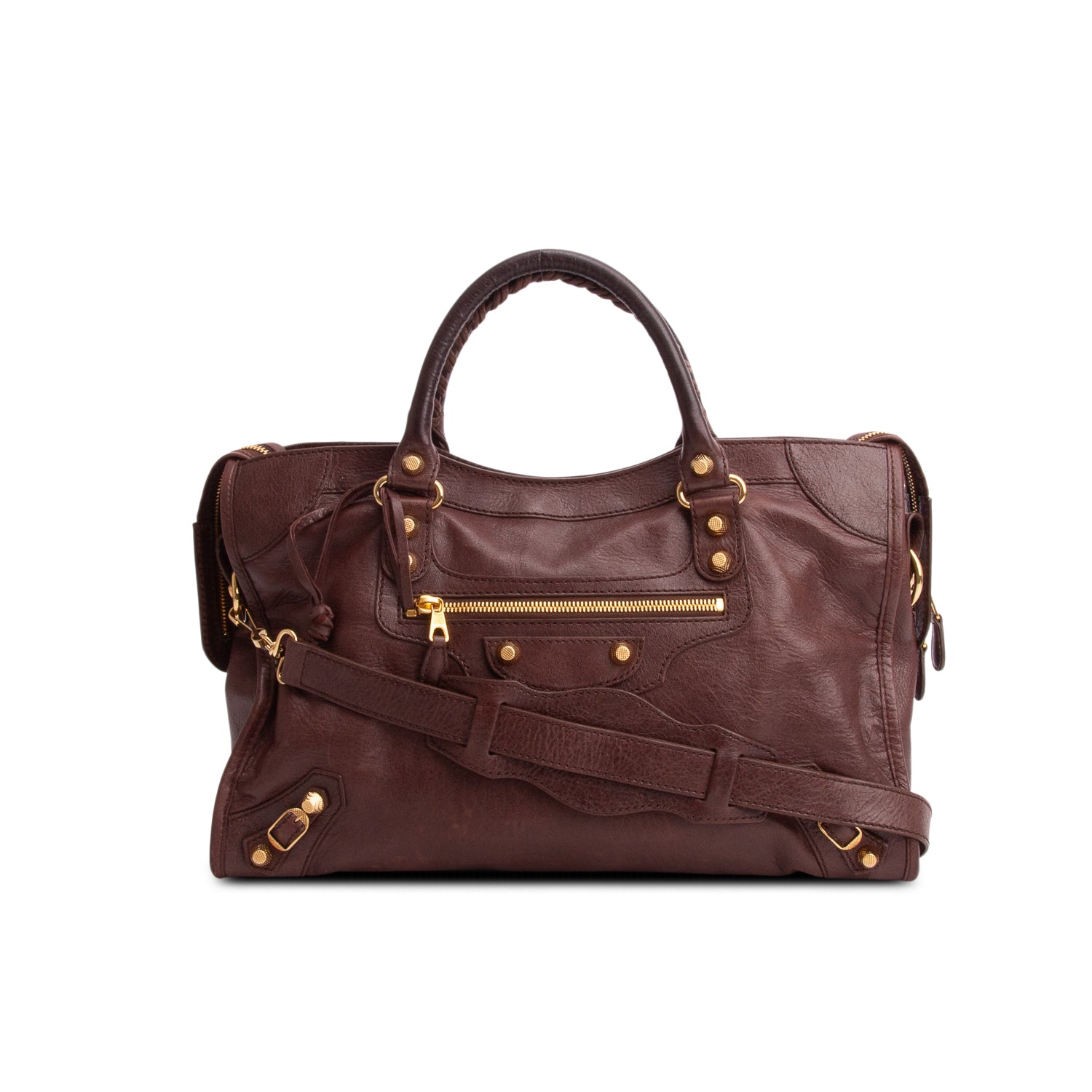 Balenciaga Brown Agneau Leather Le City Medium Bag w/ Strap