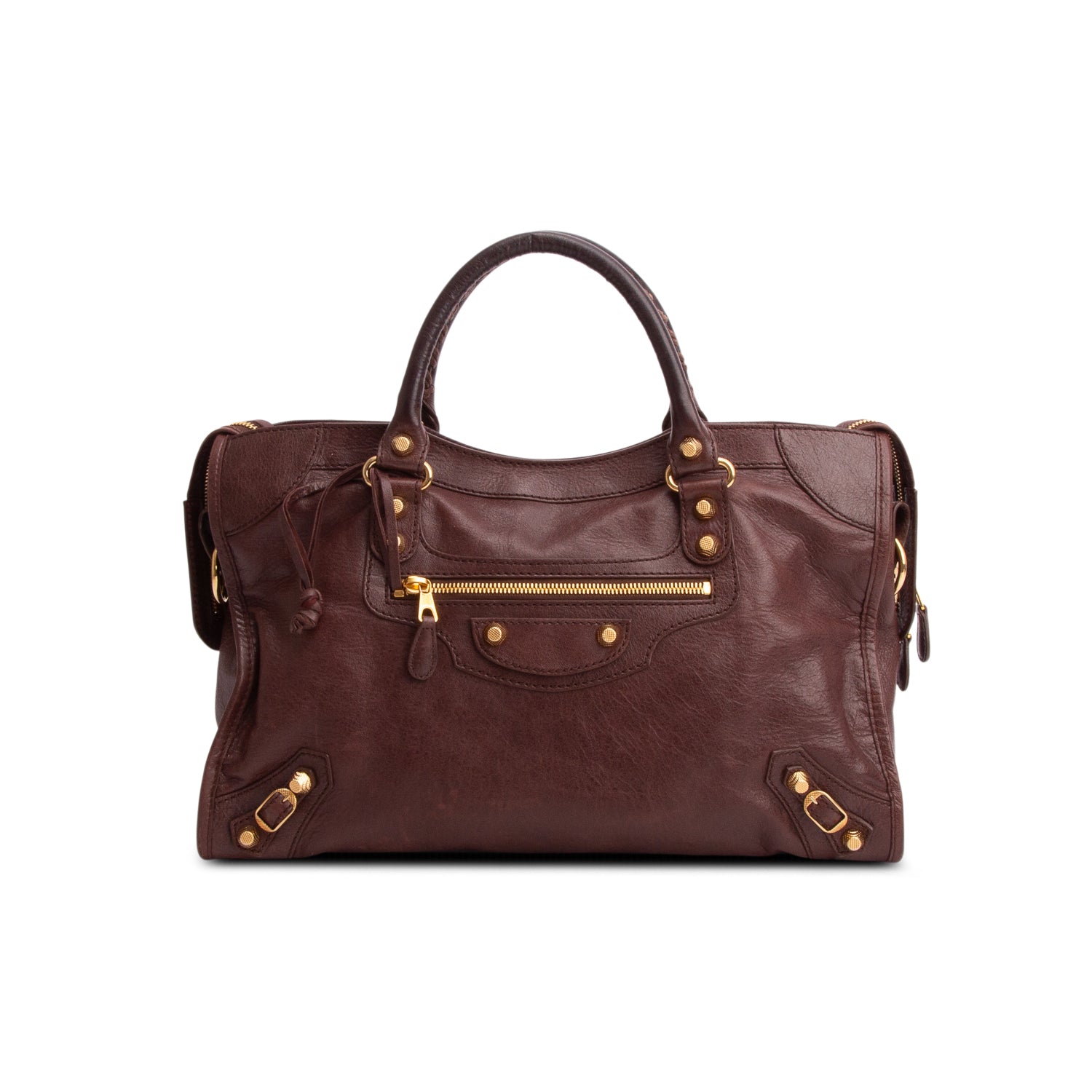 Balenciaga Brown Agneau Leather Le City Medium Bag w/ Strap
