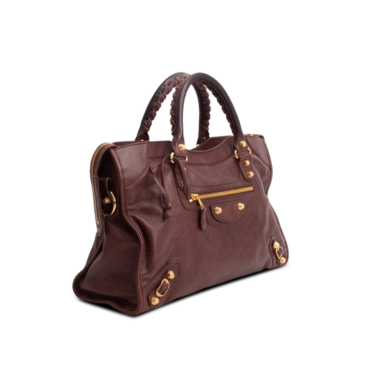 Balenciaga Brown Agneau Leather Le City Medium Bag w/ Strap