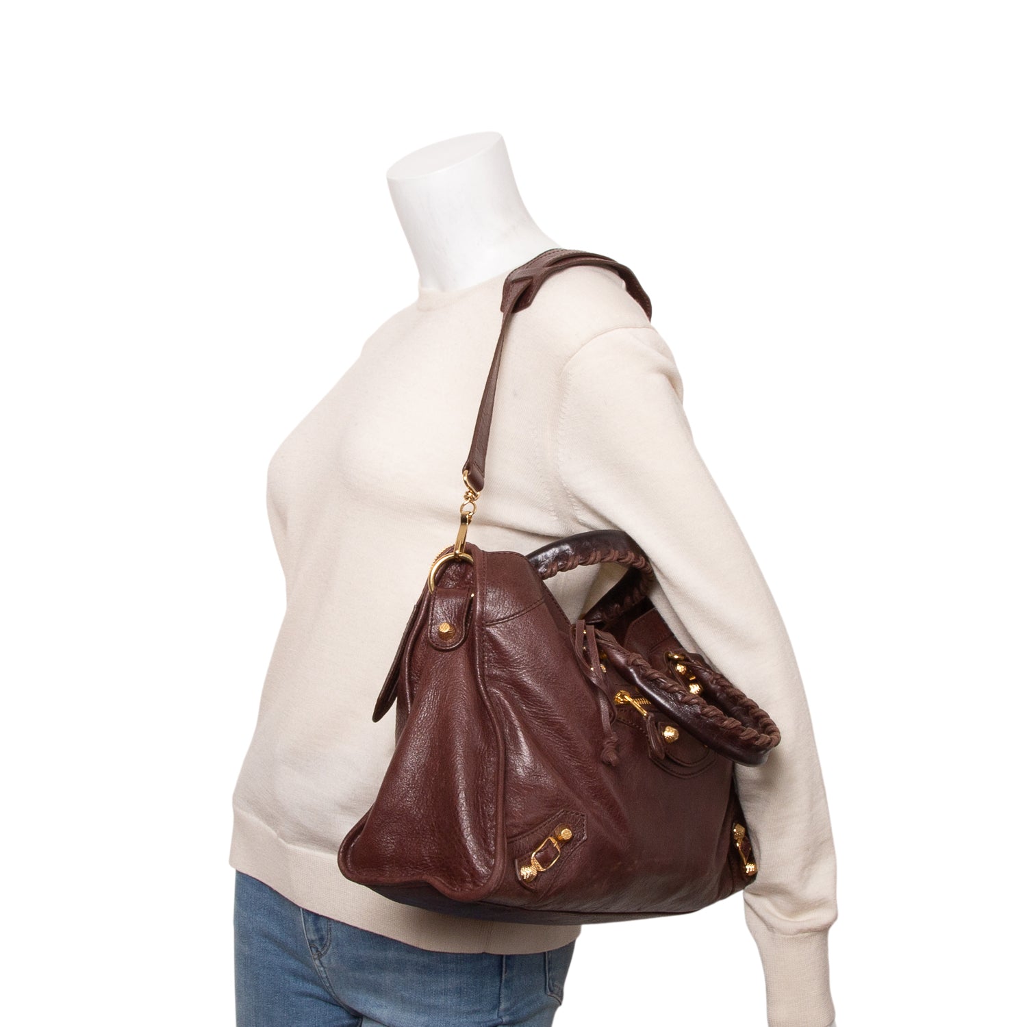 Balenciaga Brown Agneau Leather Le City Medium Bag w/ Strap