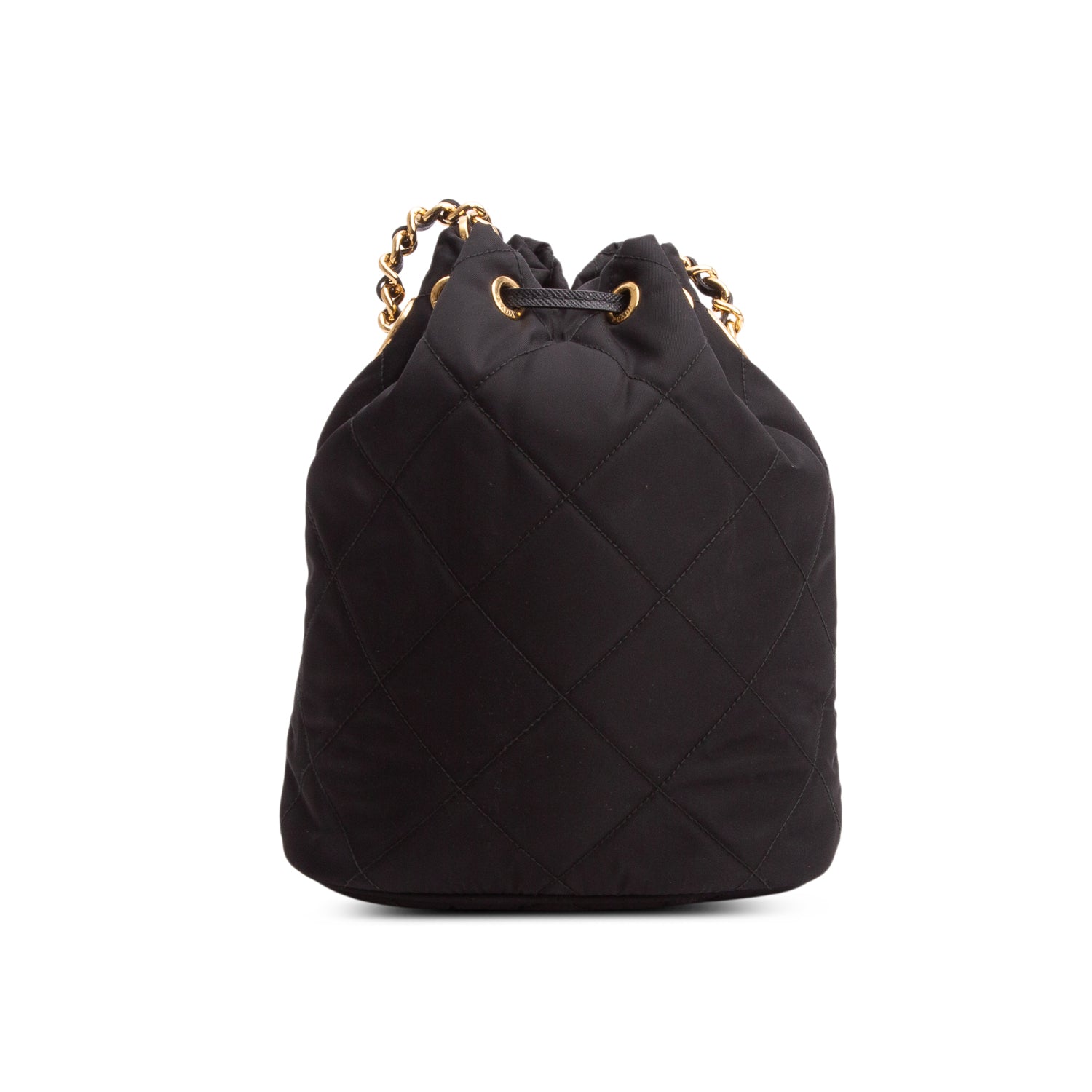 Prada Black Re-Nylon Saffiano Stitched Duet Bucket Bag w/ Strap