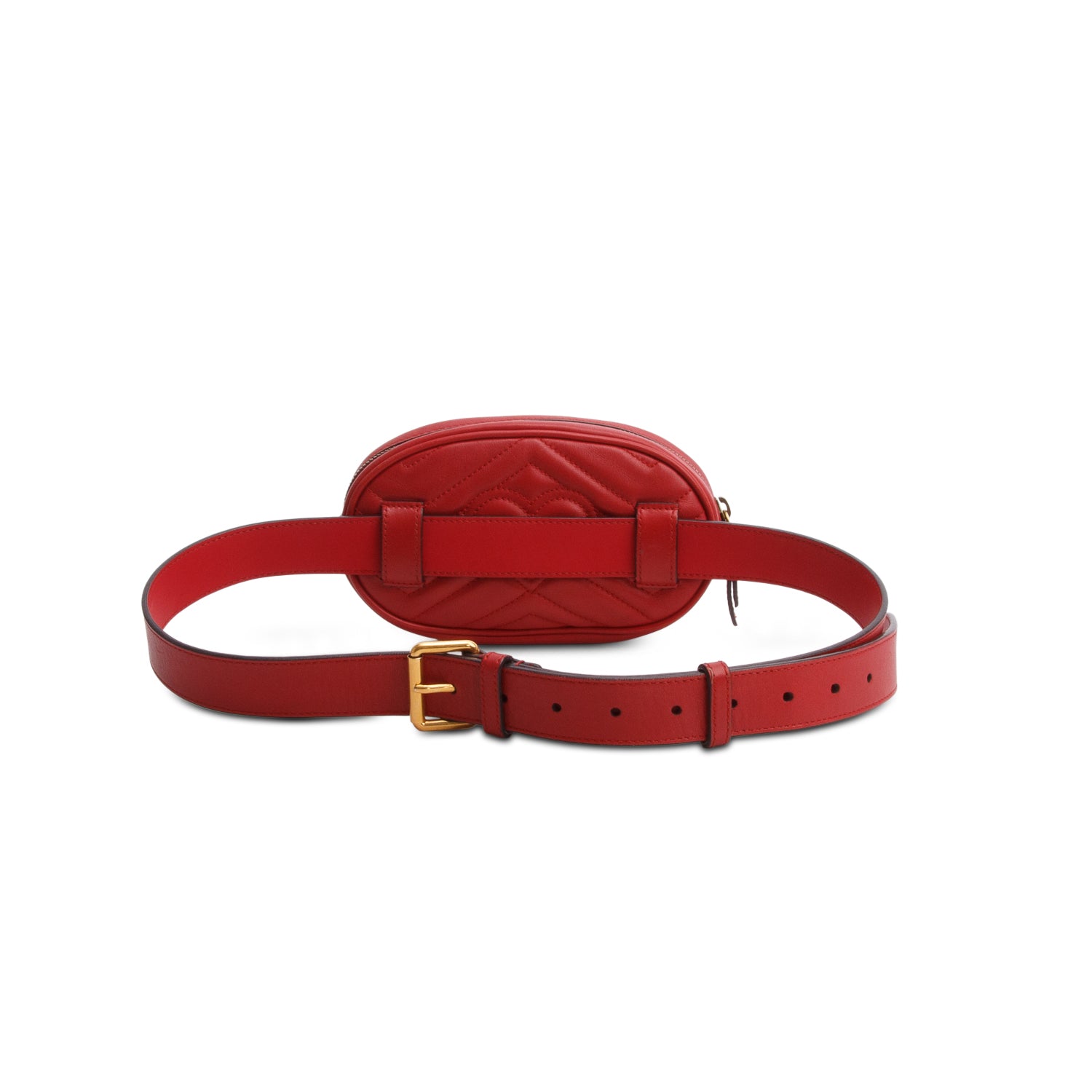 Gucci Red GG Marmont Matelasse Leather Belt Bag, Size 95 38