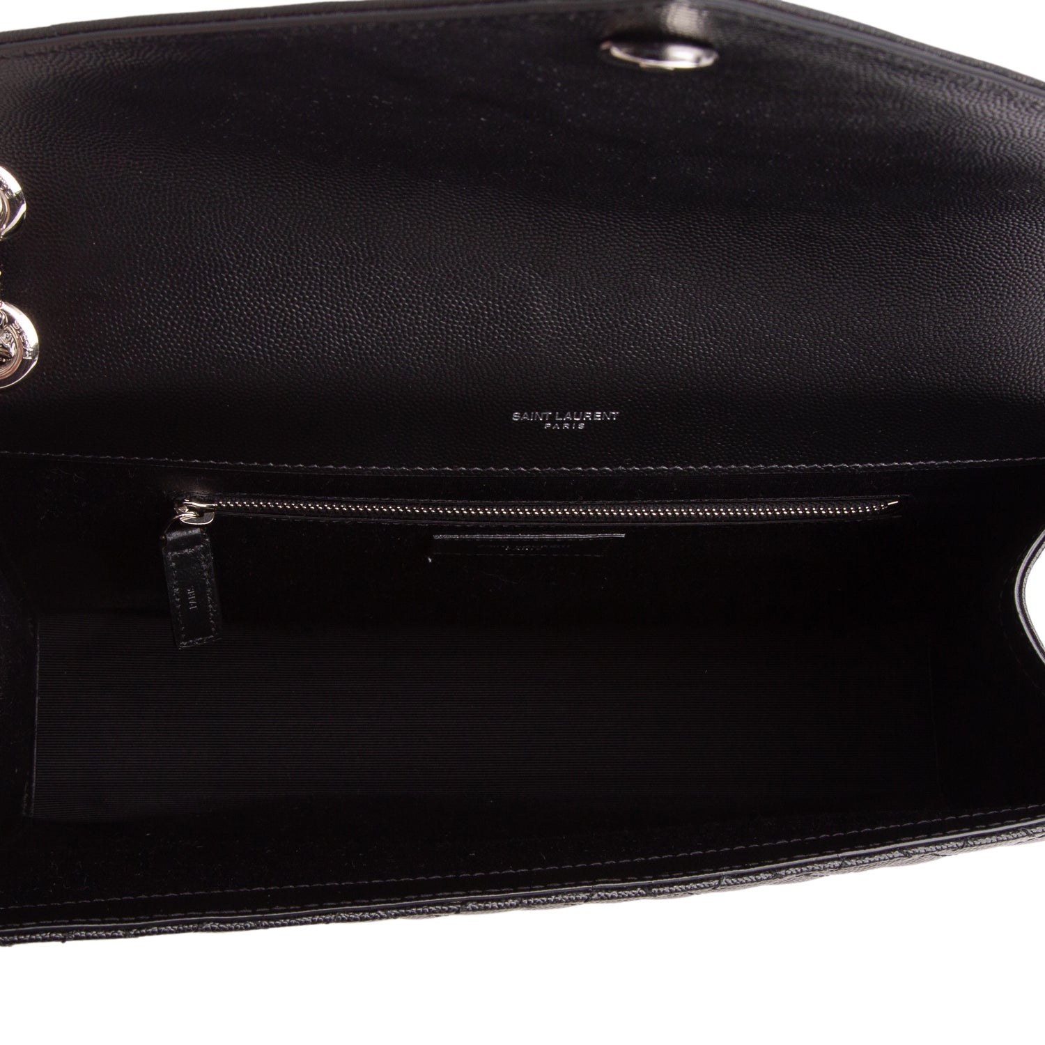 Saint Laurent 2021 Black Grain de Poudre Textured Mixed Matelasse Large Triquilt Monogram Satchel