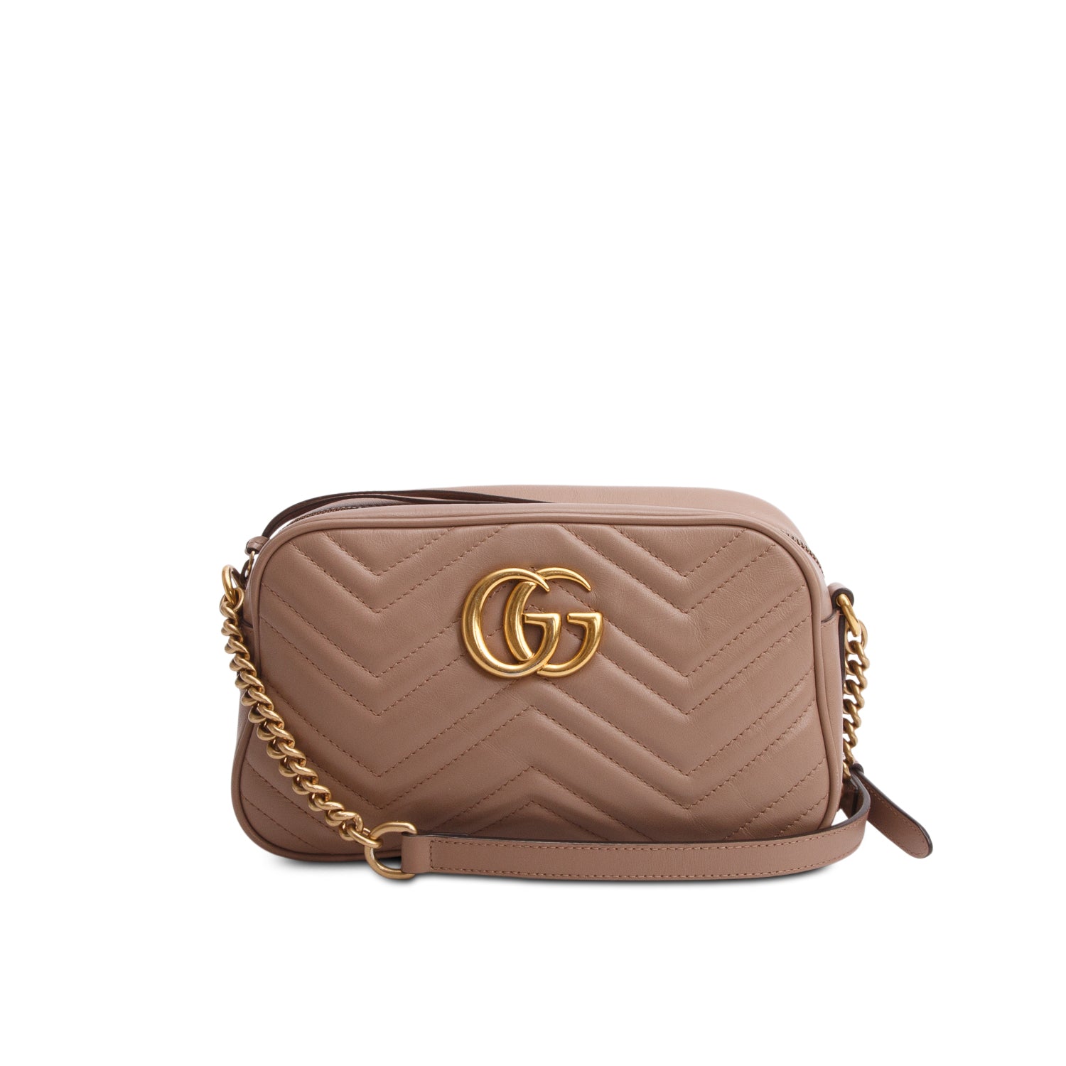 Gucci Beige GG Marmont Matelasse Small Shoulder Bag w/ Box