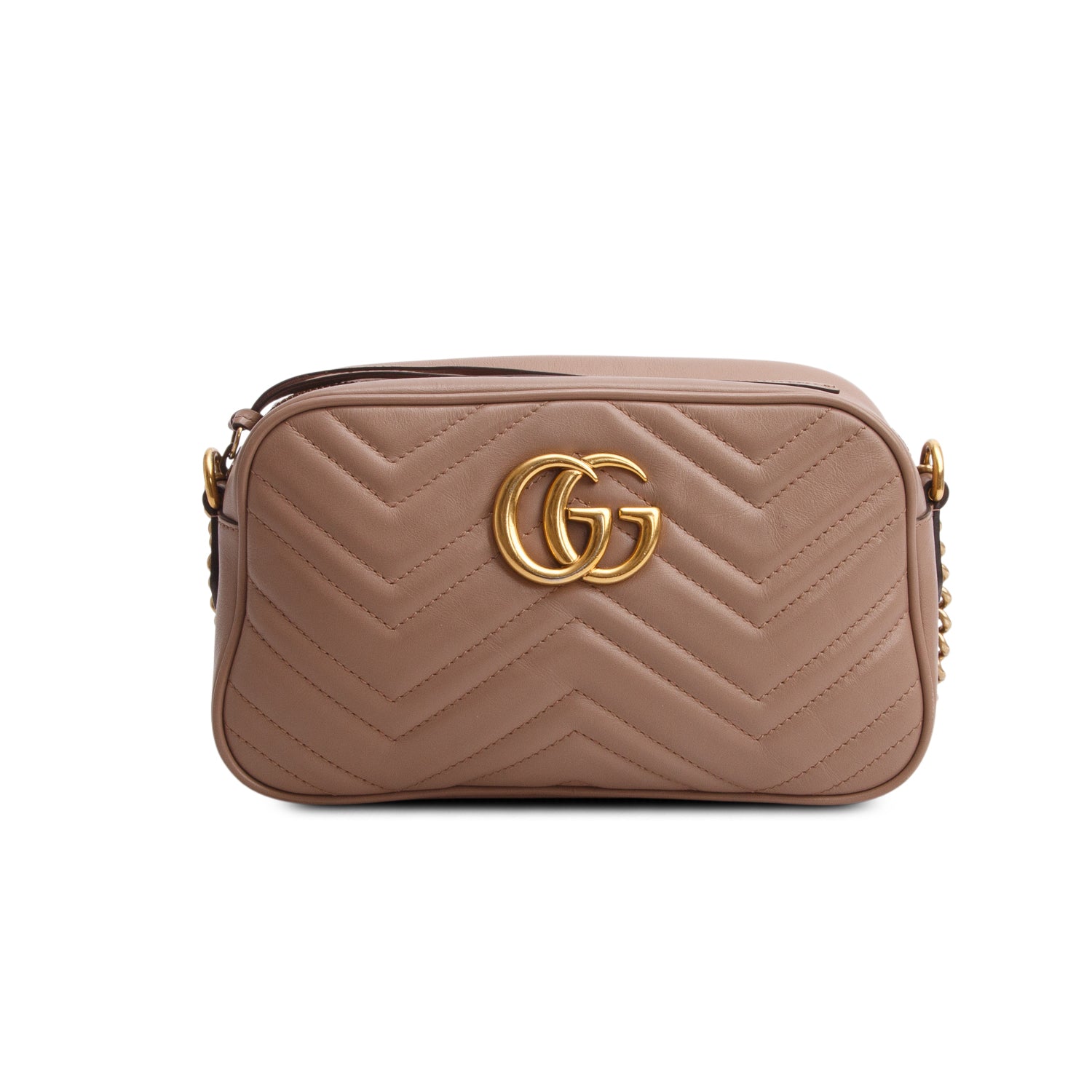 Gucci Beige GG Marmont Matelasse Small Shoulder Bag w/ Box