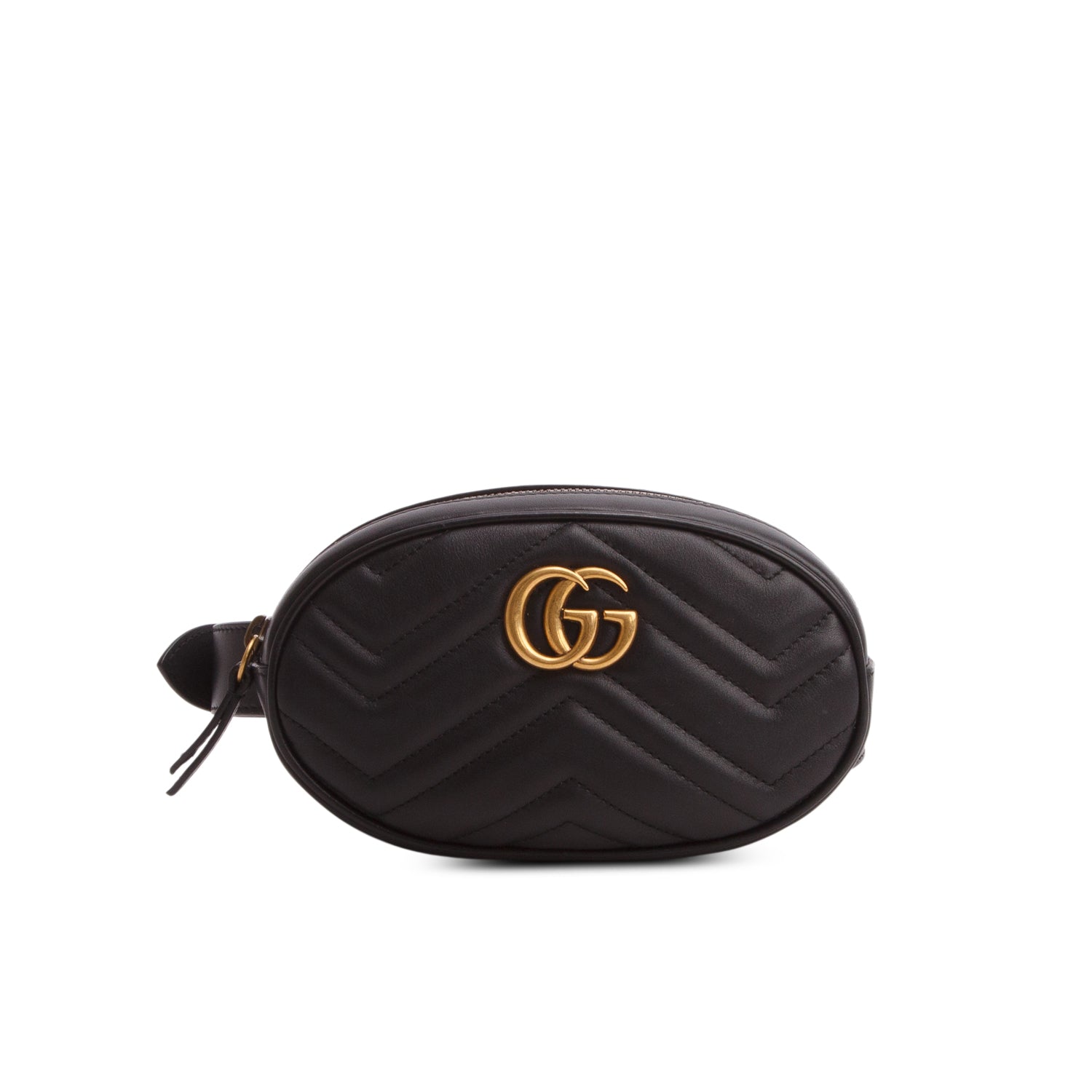 Gucci Black GG Marmont Matelasse Leather Belt Bag, Size 95 38